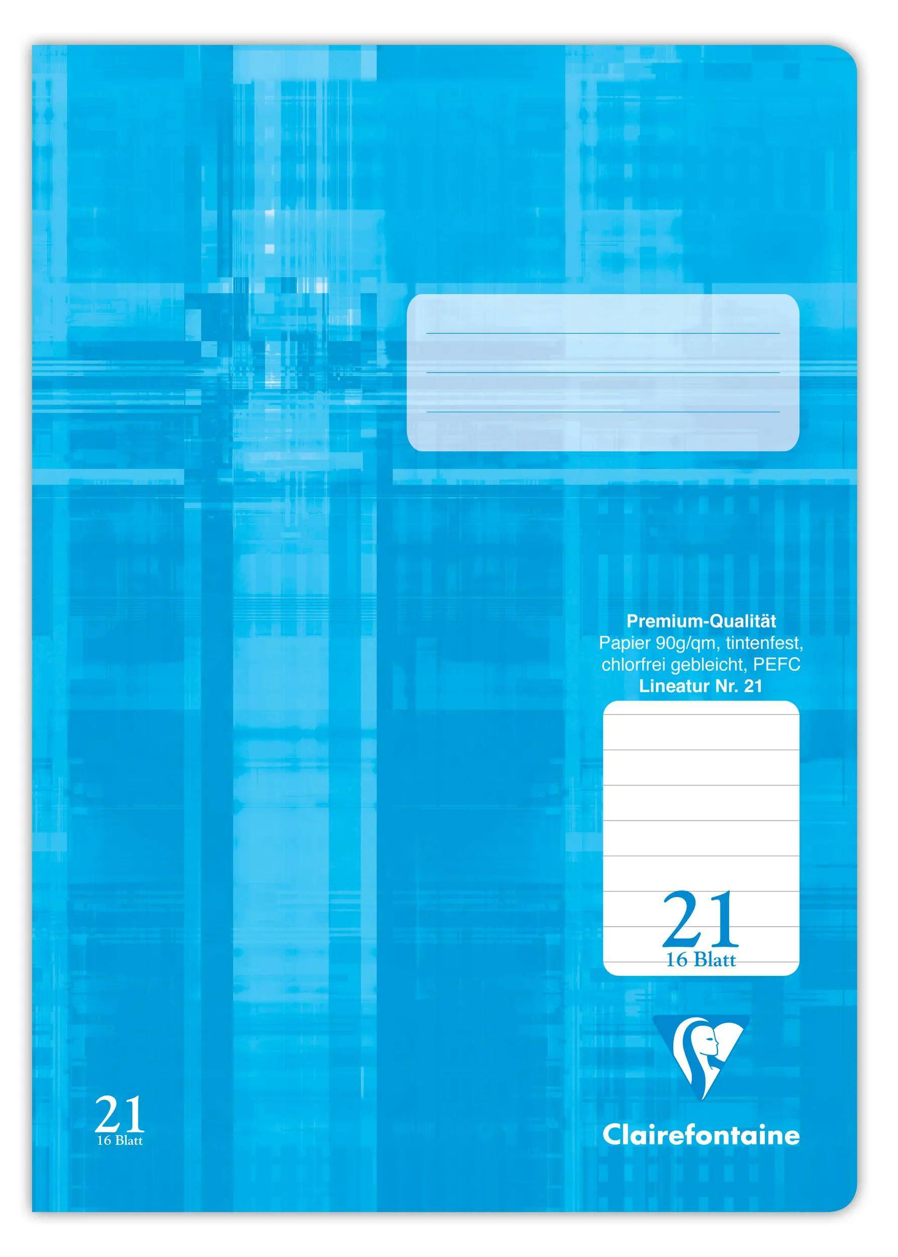 Clairefontaine 25x Schulheft DIN A4 16 Blatt Lineatur Himmelblau 331021C