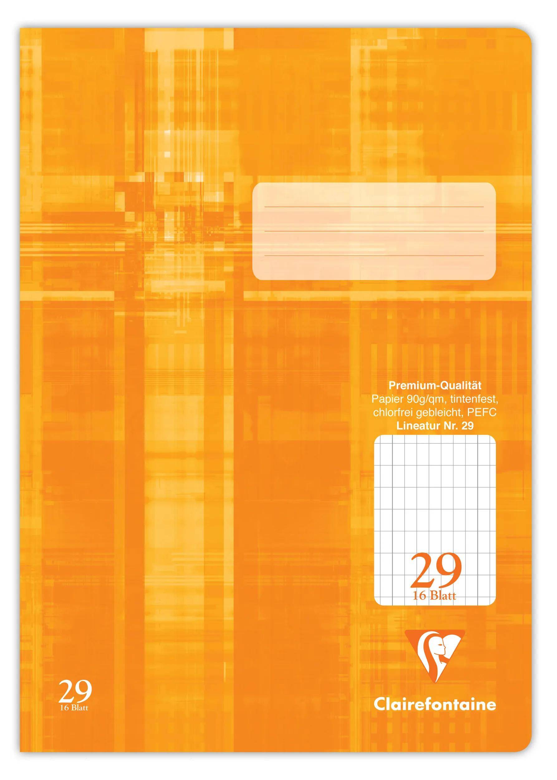 Clairefontaine 25x Schulheft DIN A4 16 Blatt Lineatur rautiert Orange 331029C
