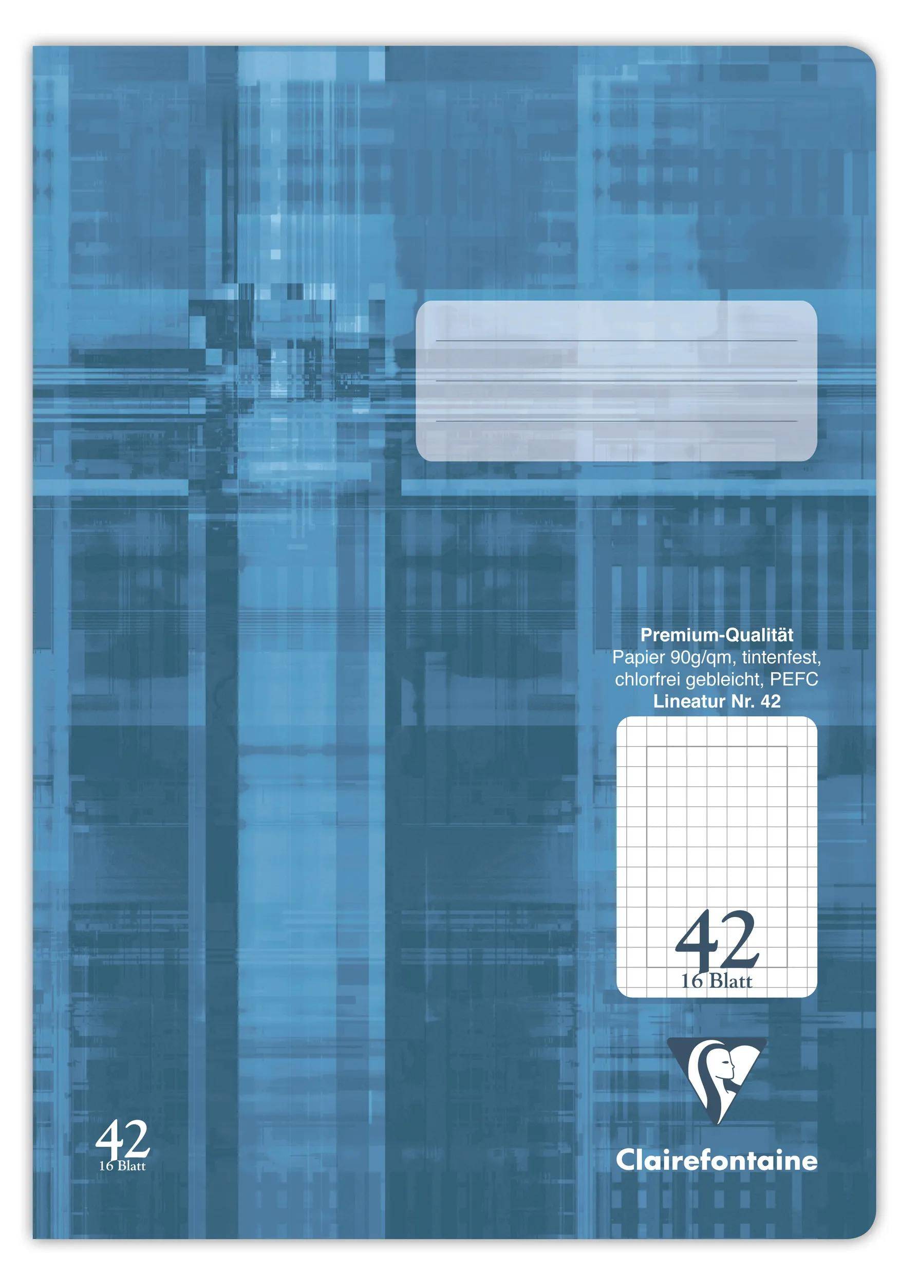 Clairefontaine 25x Schulheft DIN A4 16 Blatt Lineatur kariert Blaugrau 331042C
