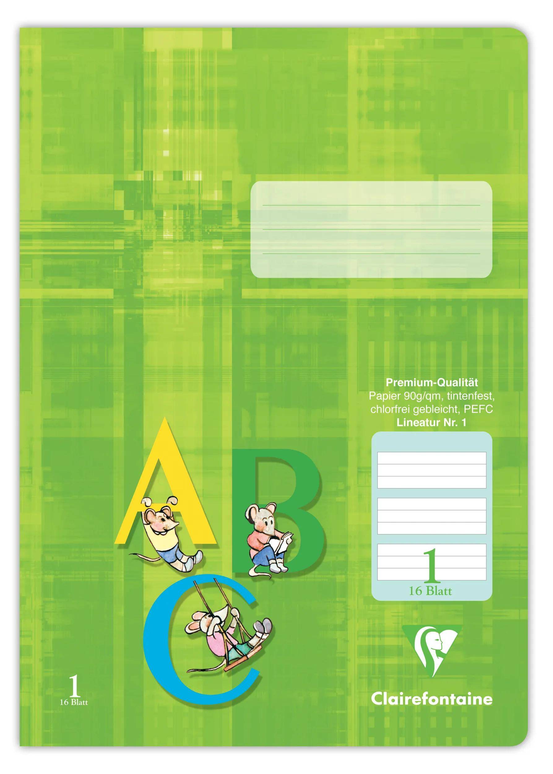 Clairefontaine 25x Schulheft DIN A4 16 Blatt grüne Lineatur Zitrusgrün 331051C