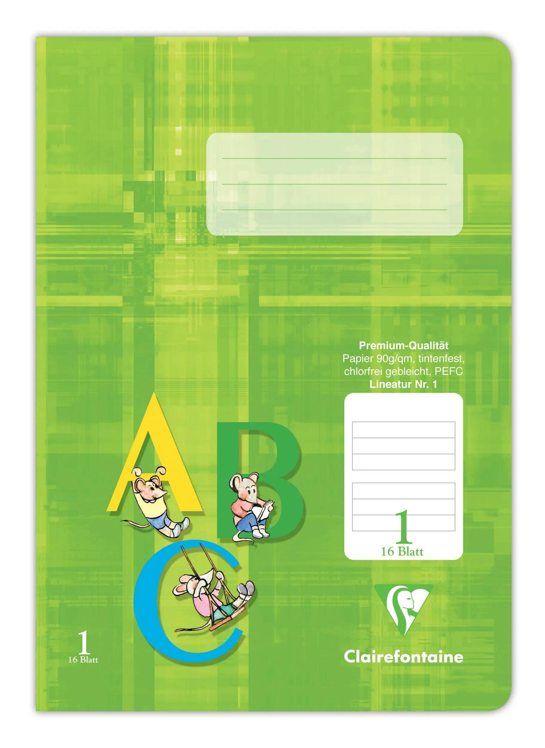 Clairefontaine 25x Schulheft DIN A5 16 Blatt Lineatur liniert Zitrusgrün 331501C