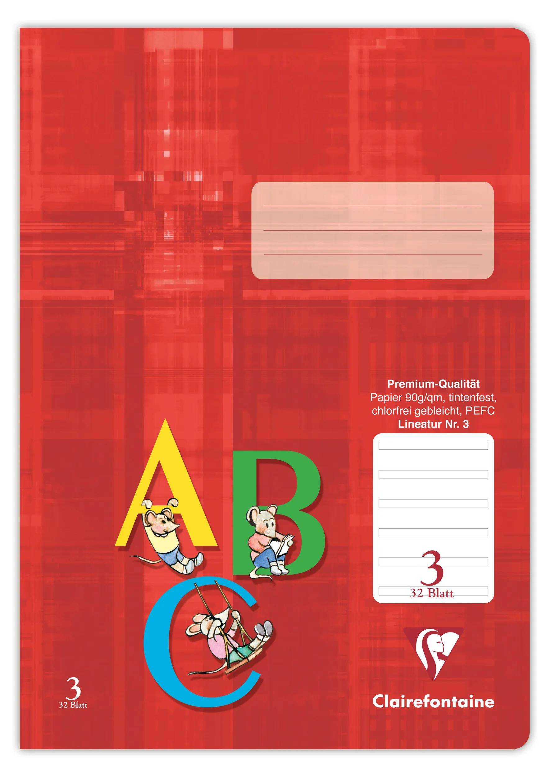 Clairefontaine 25x Schulheft DIN A4 32 Blatt Lineatur Rot 331603C