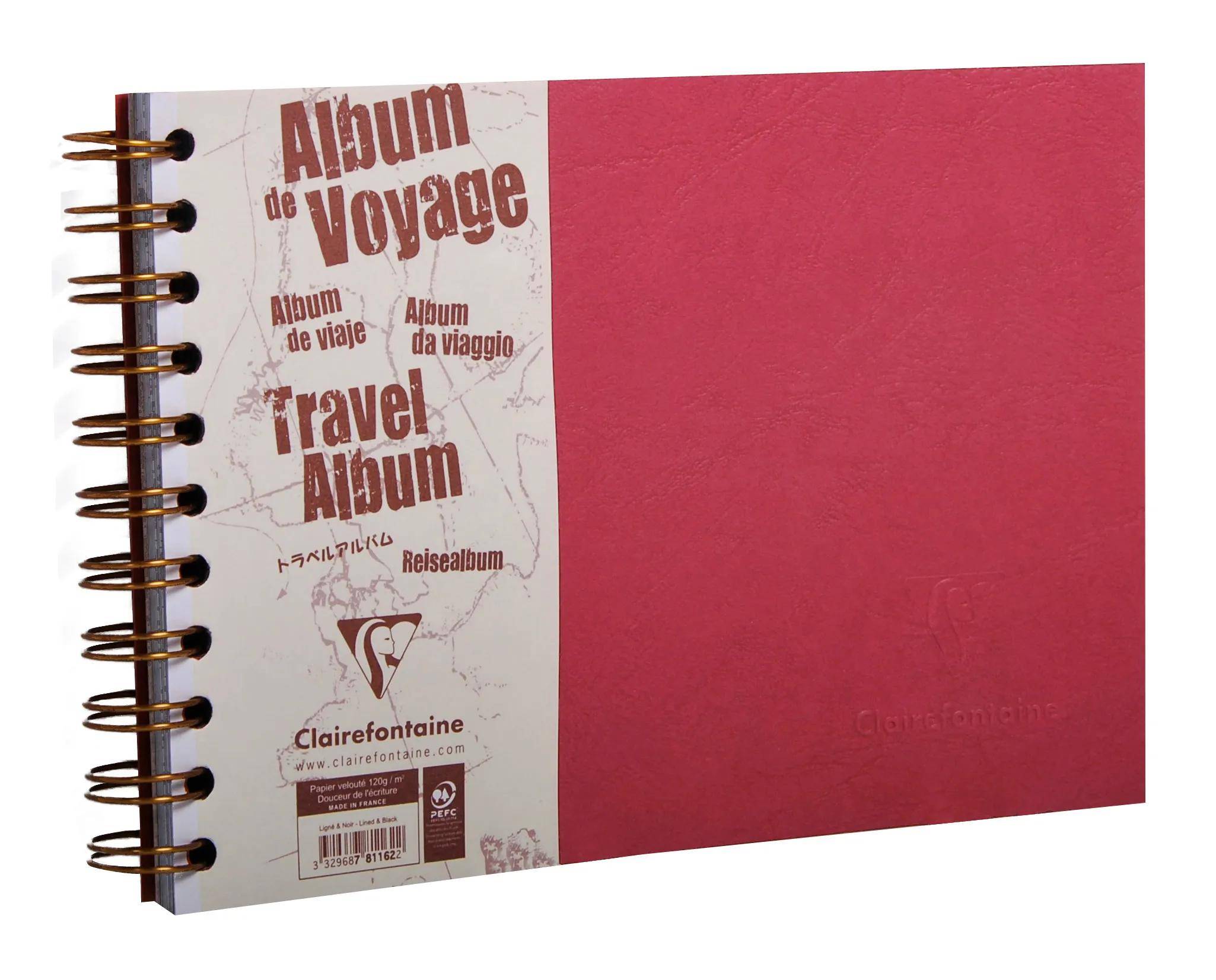 Clairefontaine 5x Reisealbum Age Bag A5 quer liniert / blanko 40 Bl Rot 781162C