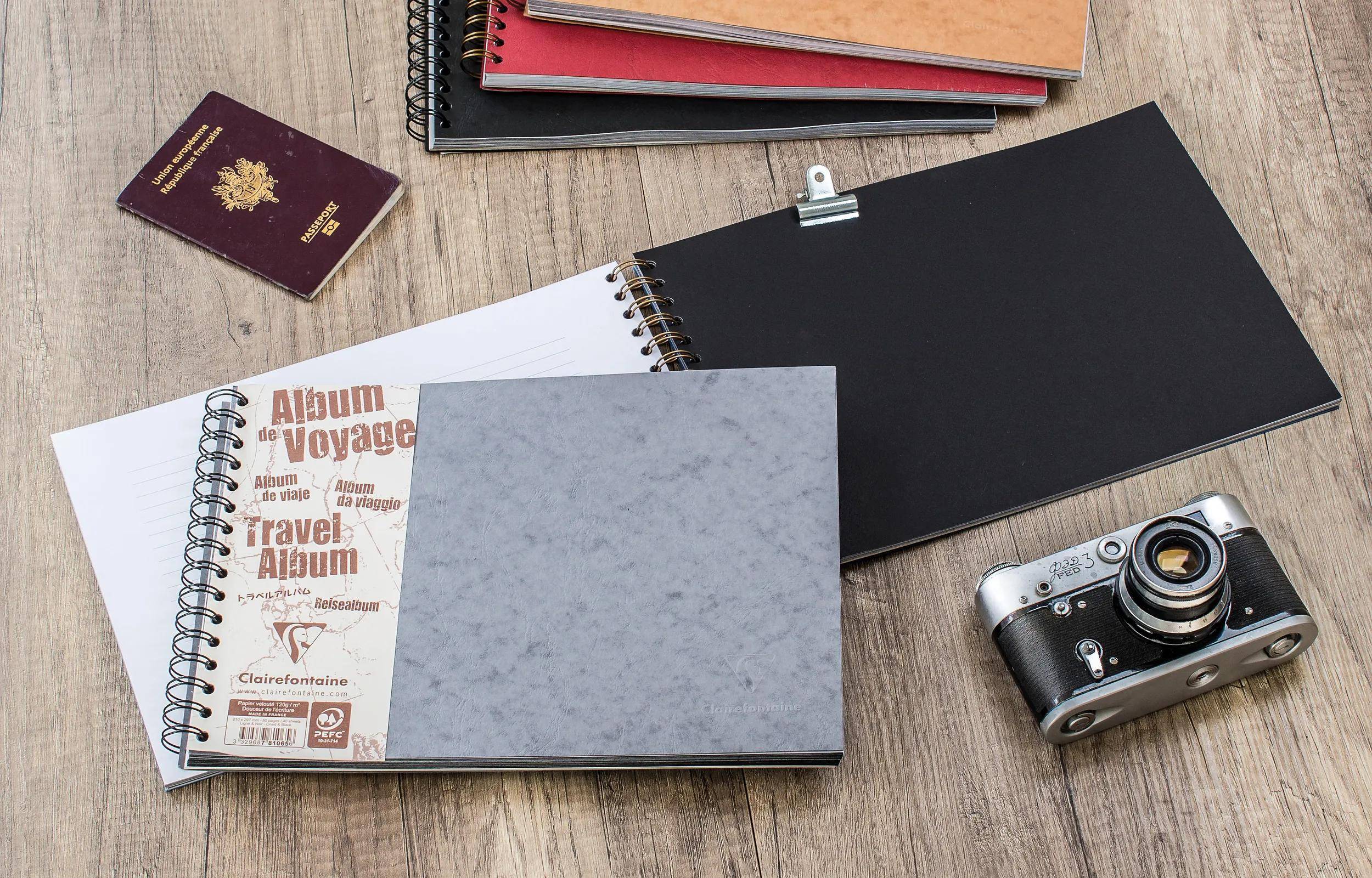 Clairefontaine 5x Reisealbum Age Bag A5 quer liniert / blanko 40 Bl Rot 781162C