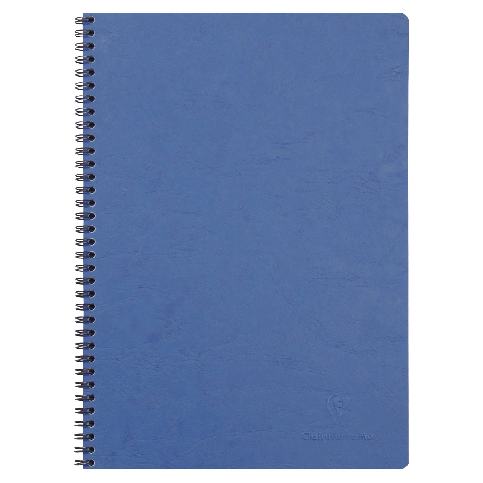 Blaukariertes spiralgebundenes Notizbuch mit schlichttem Umschlag, geschlossen auf weißem Hintergrund dargestellt.