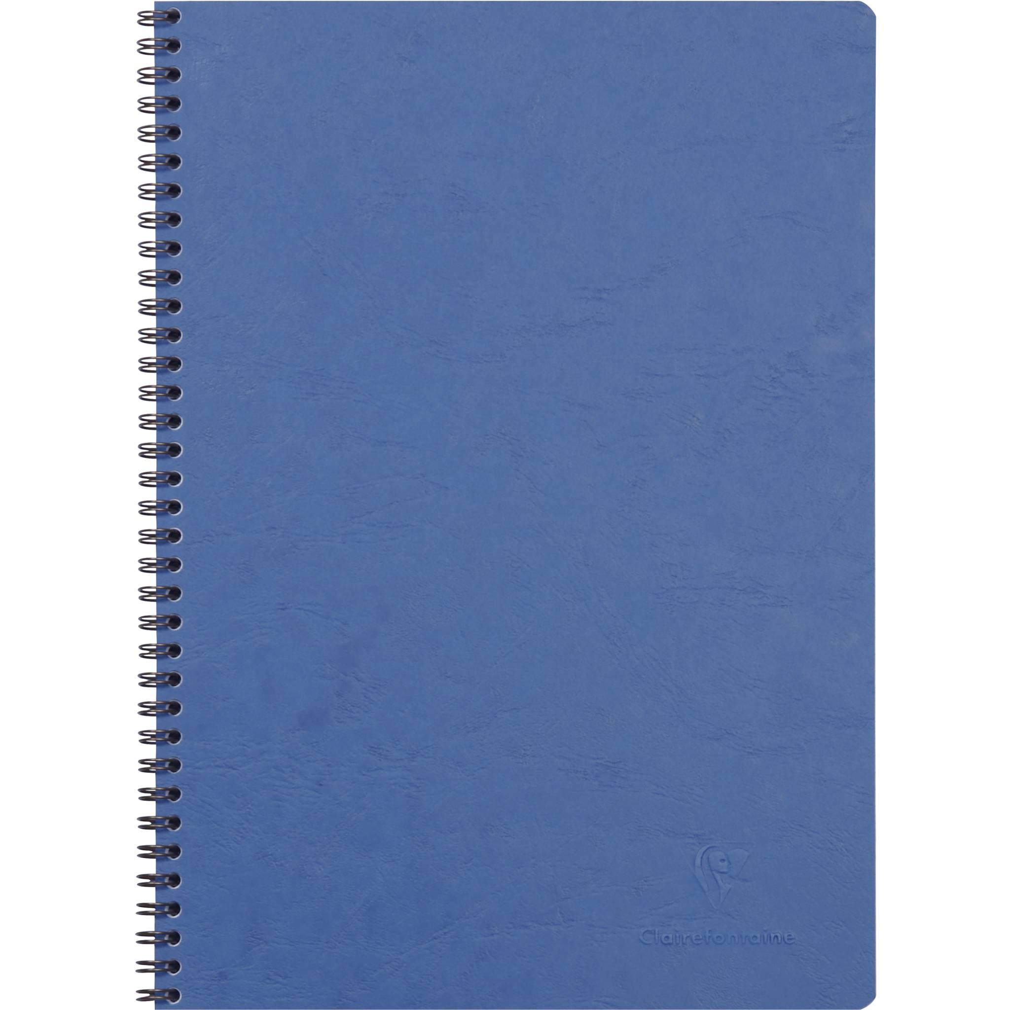 Blaues Spiralbindungsblock mit einfachem Umschlag auf weißem Hintergrund.
