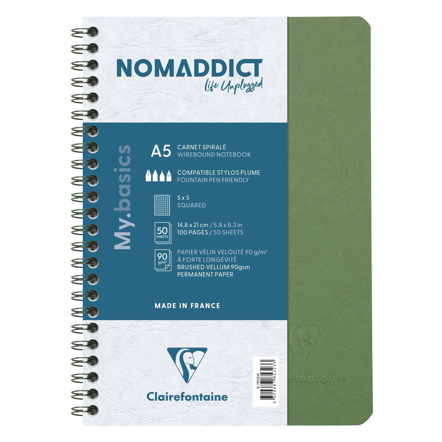 Spiralgebundenes A5-Notizbuch „NOMADDICT