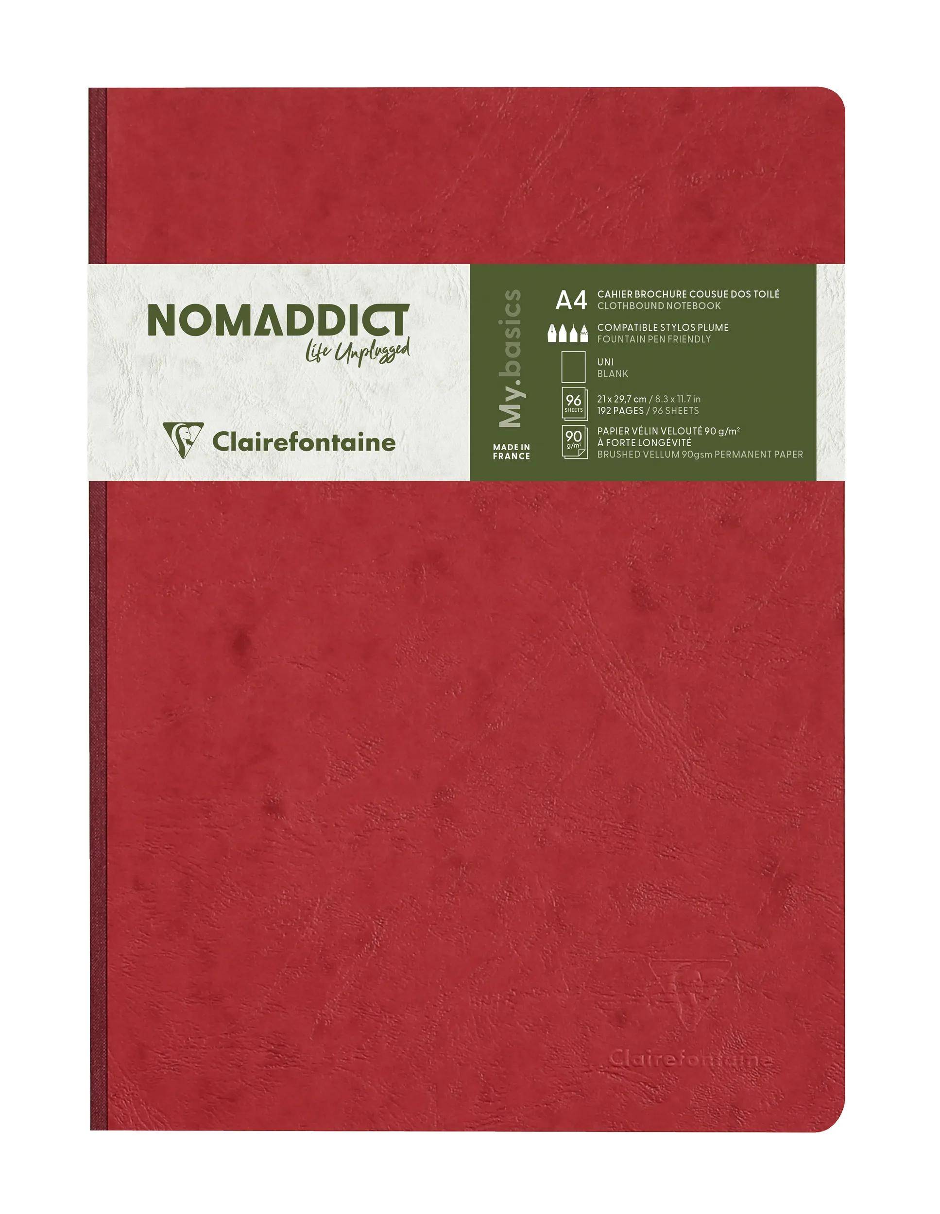 Rotes A4 Clairefontaine Nomadict Notizbuch mit der Aufschrift „My Basics