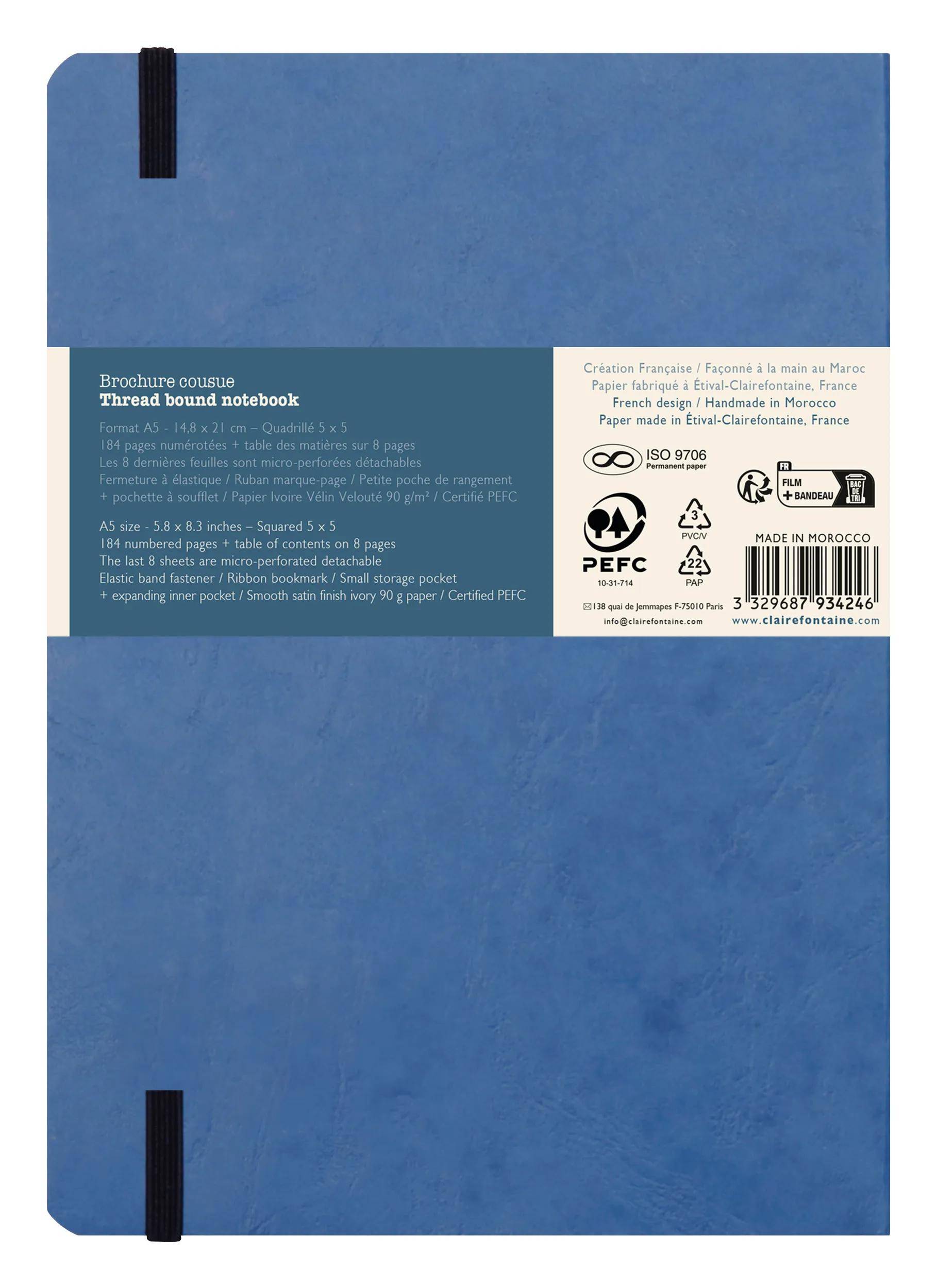 Clairefontaine 5x Notizbuch Age Bag My.essential A5 96 Bl kariert Blau 793424C