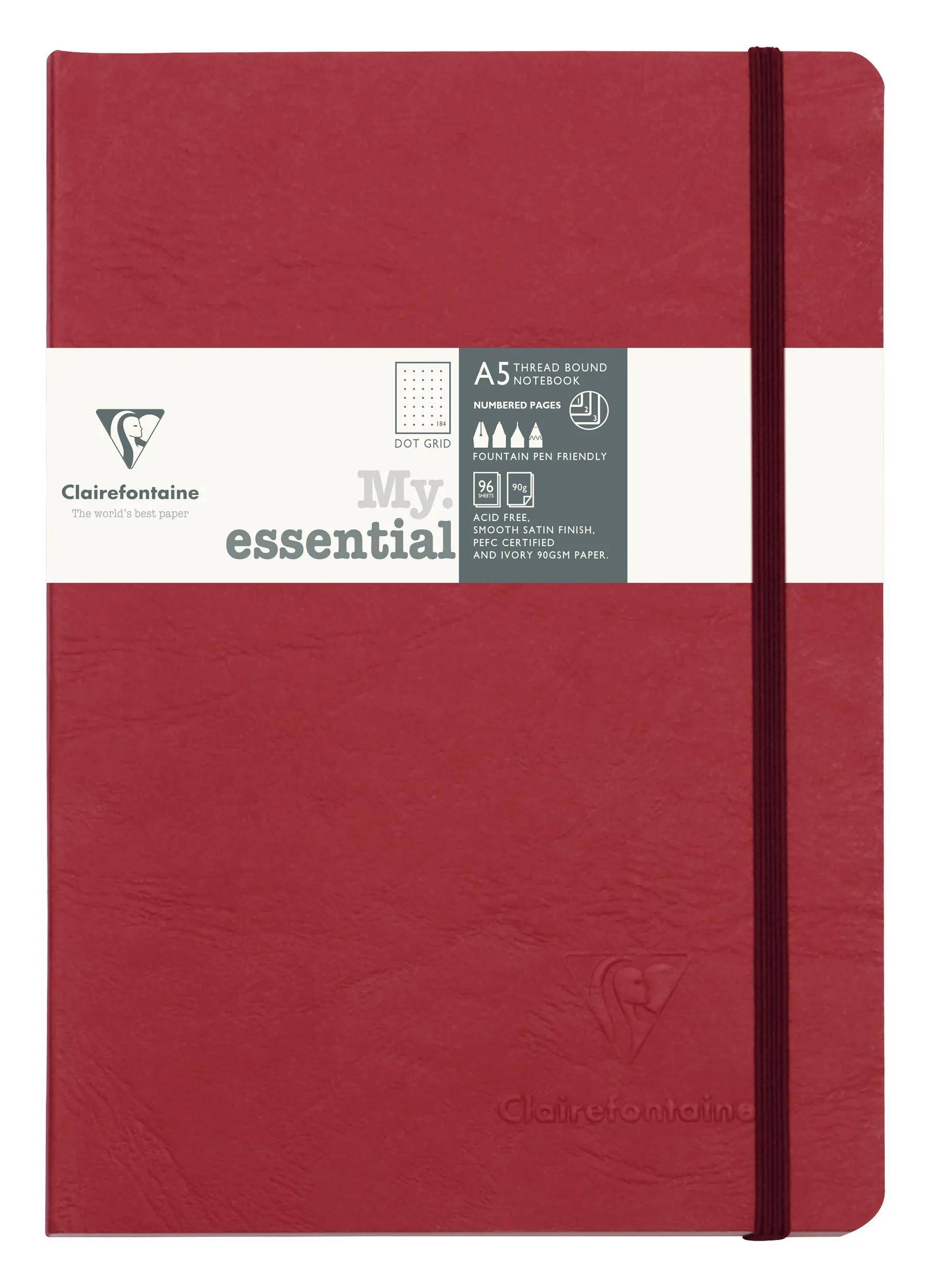 Clairefontaine 5x Notizbuch Age Bag My.Essential A5 96 Blatt Rot 793432C
