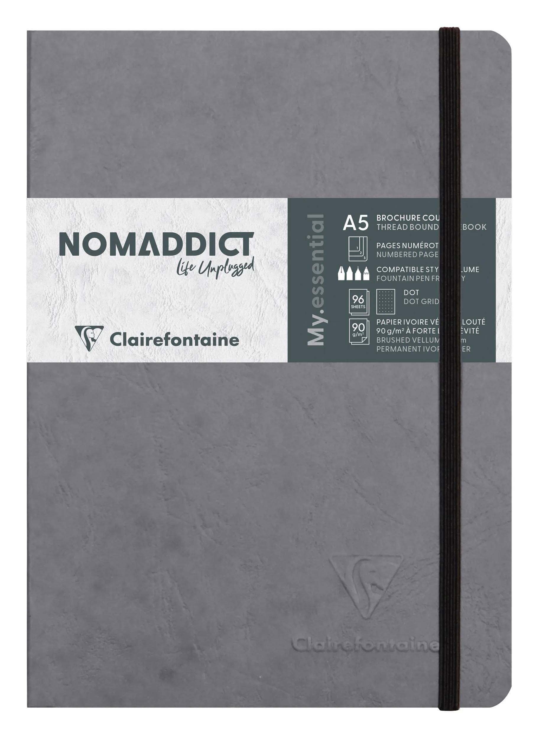 Clairefontaine 5x Notizbuch Age Bag My.Essential A5 96 Blatt Grau 793435C