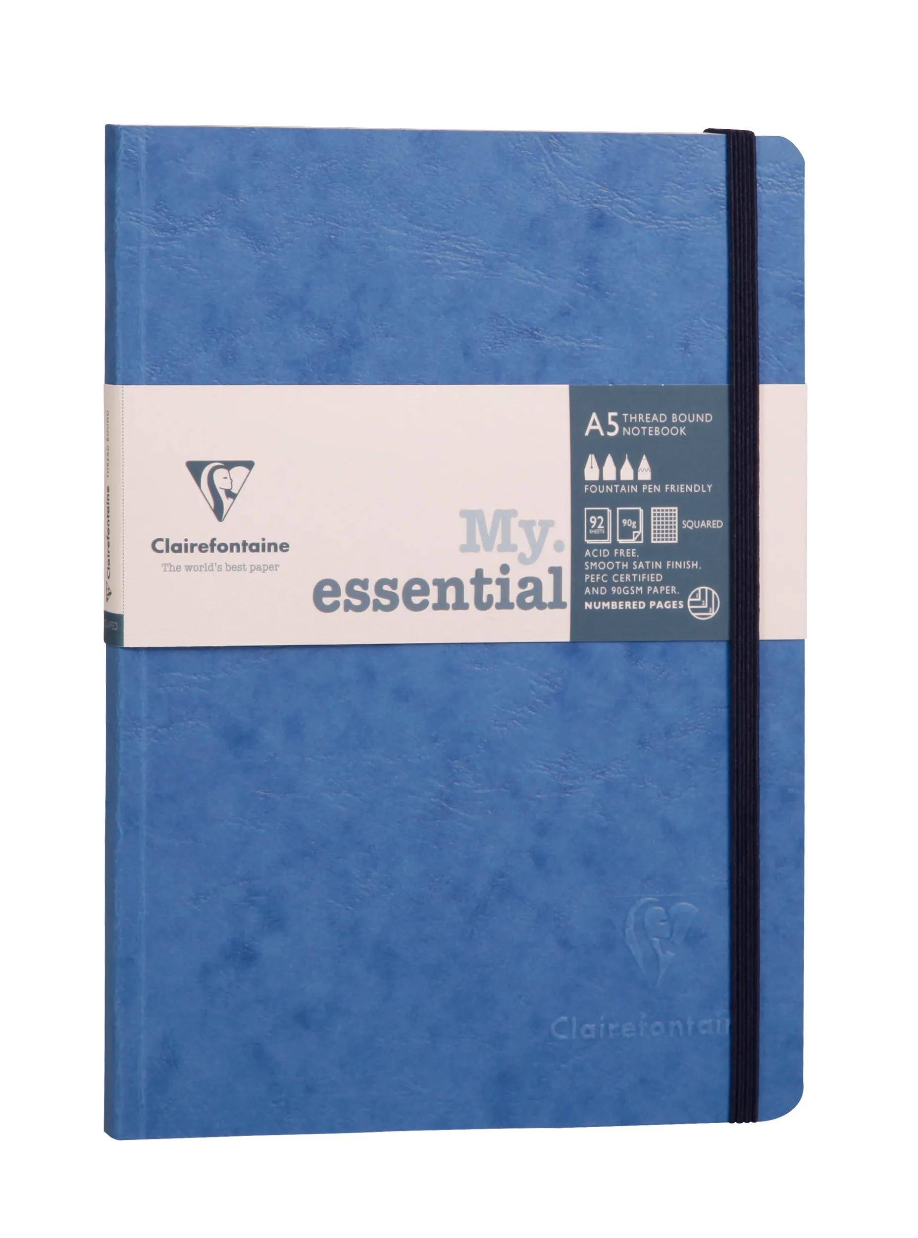 Blaues Clairefontaine A5 Notizbuch mit Hardcover und Gummiband sowie 