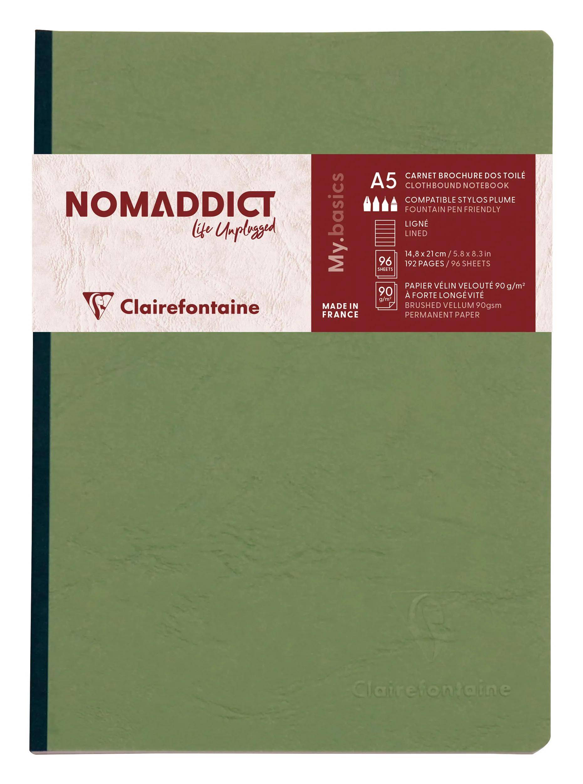 Clairefontaine 5x Notizbuch AgeBag A5 Leinen liniert 96 Blatt - Grün 795463C