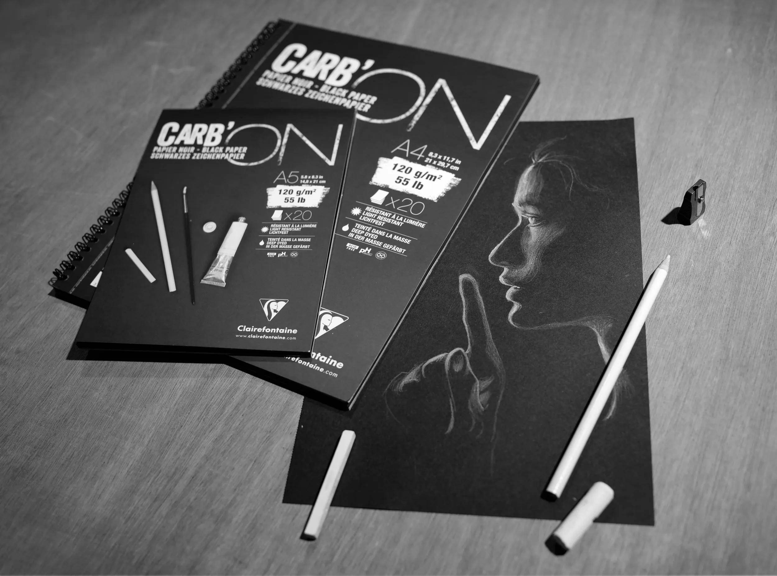 Clairefontaine 10x CARB´ON, schwarzes Papier, 120g/m2, 20 Blatt, A4 975039C