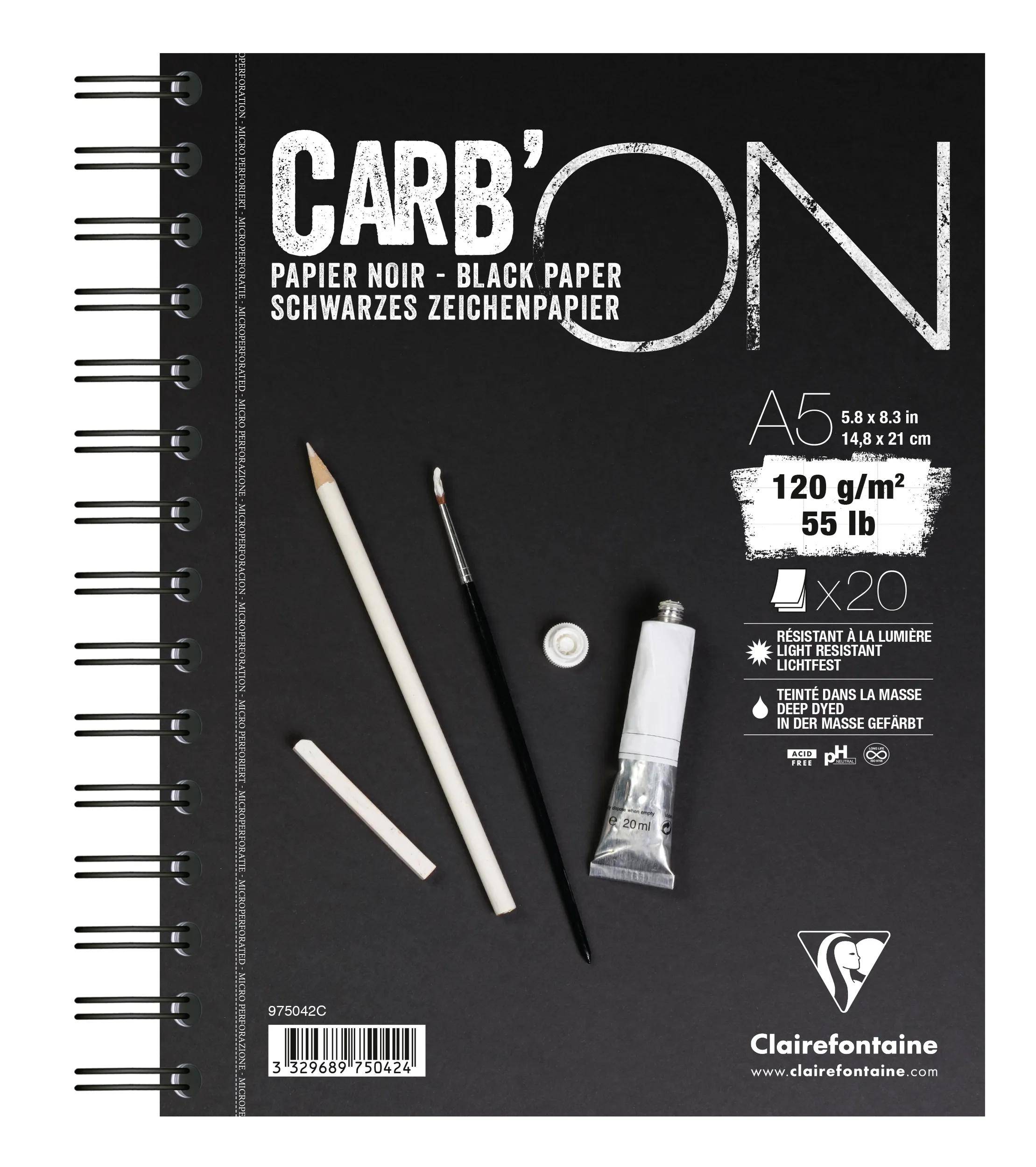 Clairefontaine 10x schwarzes Papier 20 Blatt mit Doppelspirale A5 975042C