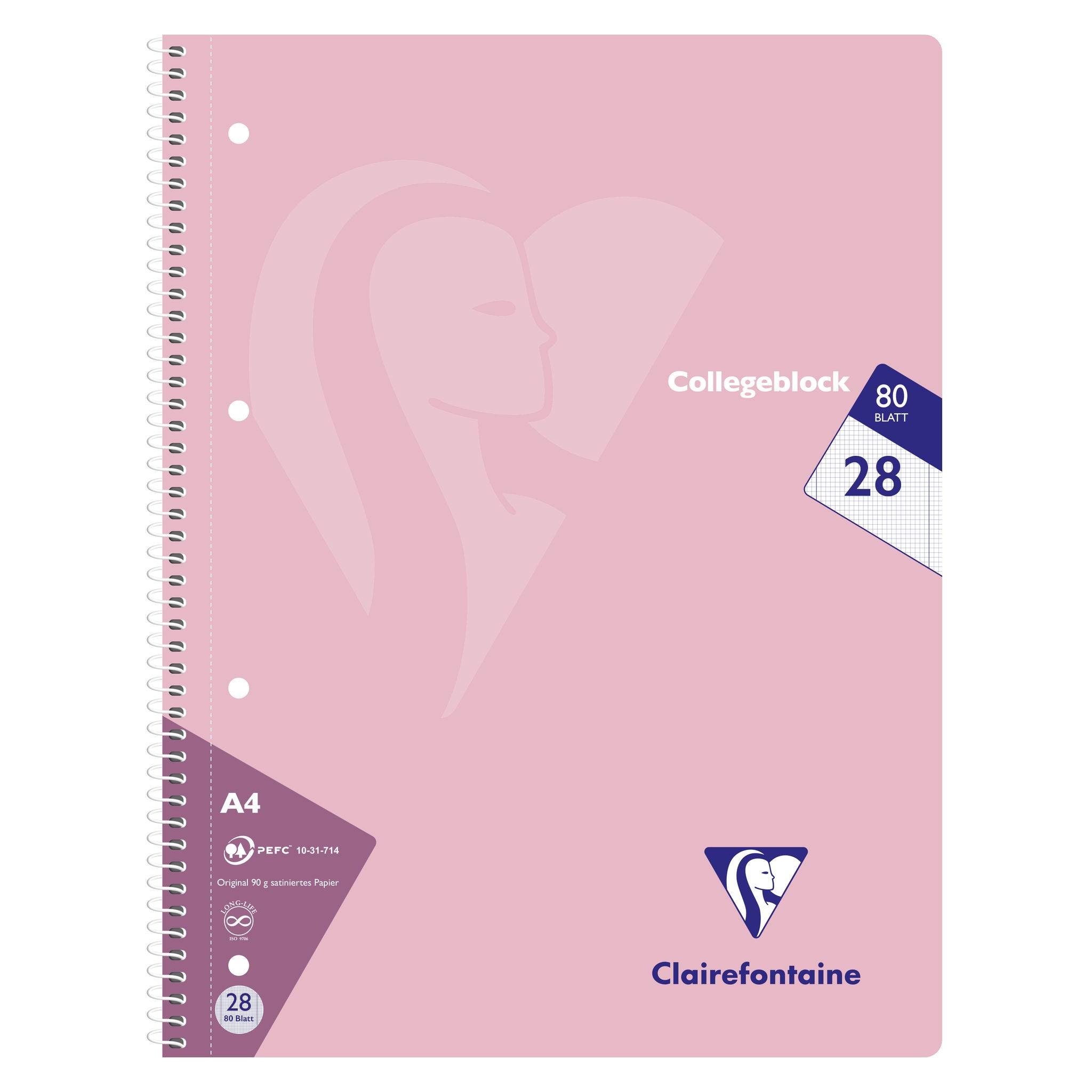 Clairefontaine 20x Collegeblock 80Bl kariert Lin. Pastellfarben sortiert 306228C