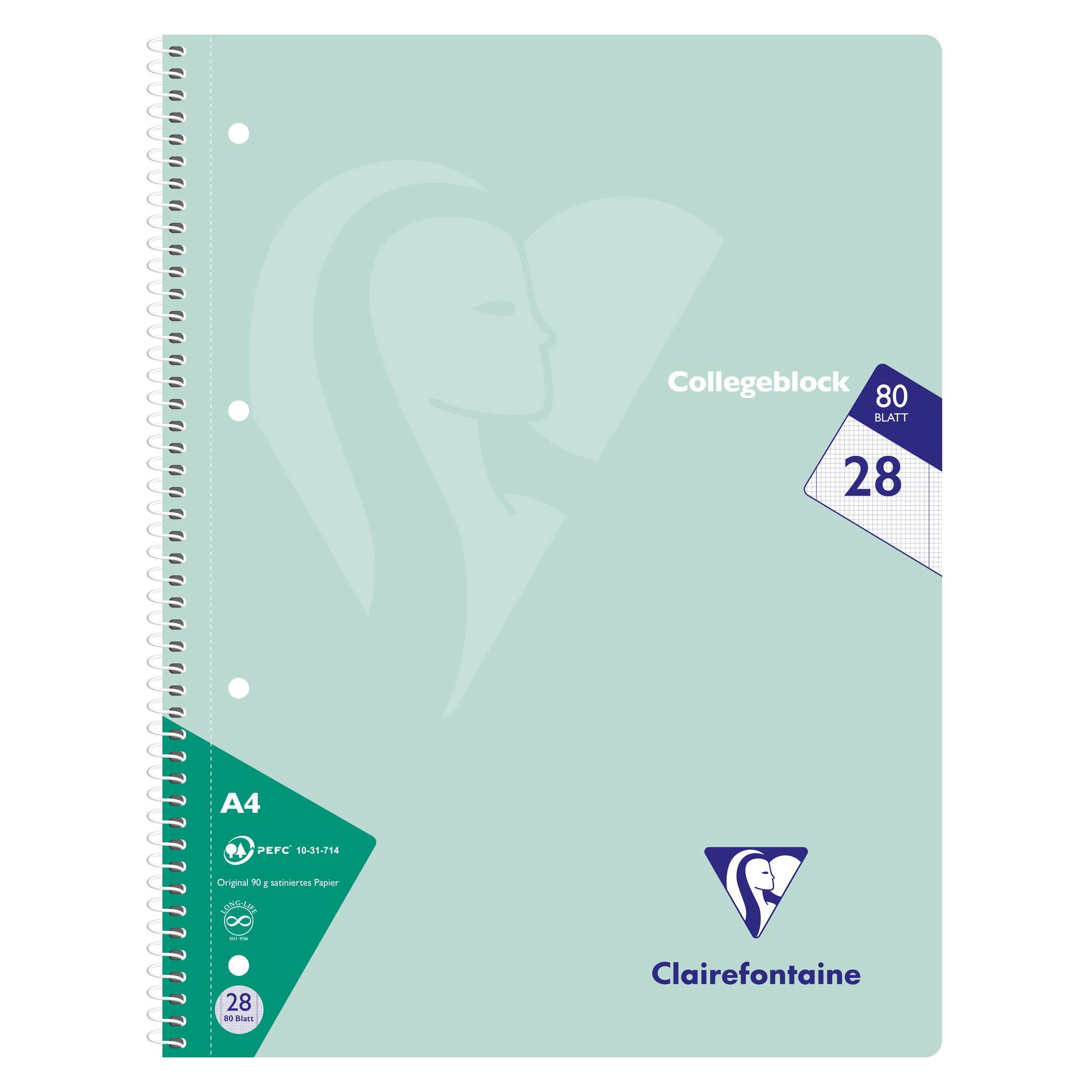 Clairefontaine 20x Collegeblock 80Bl kariert Lin. Pastellfarben sortiert 306228C