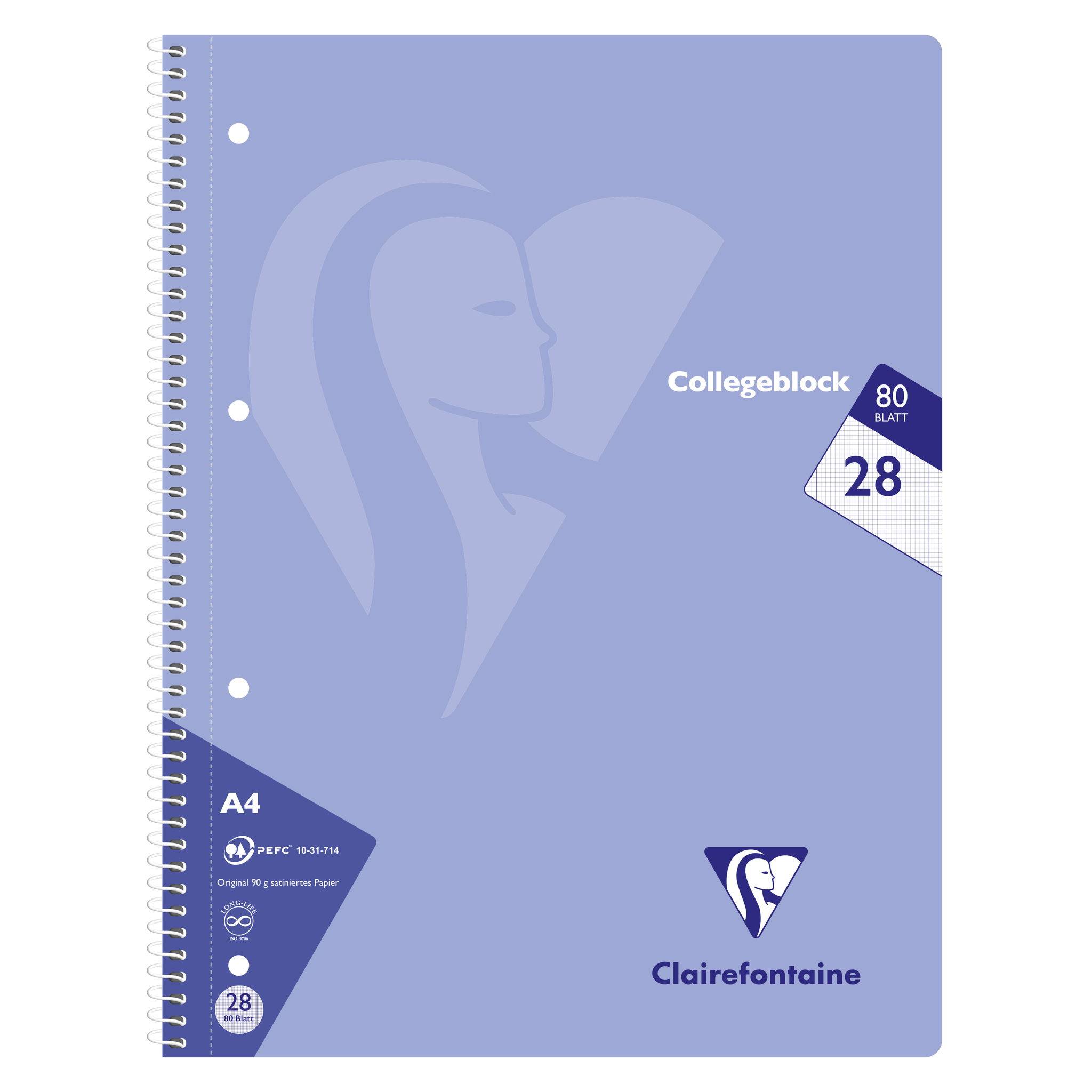 Clairefontaine 20x Collegeblock 80Bl kariert Lin. Pastellfarben sortiert 306228C