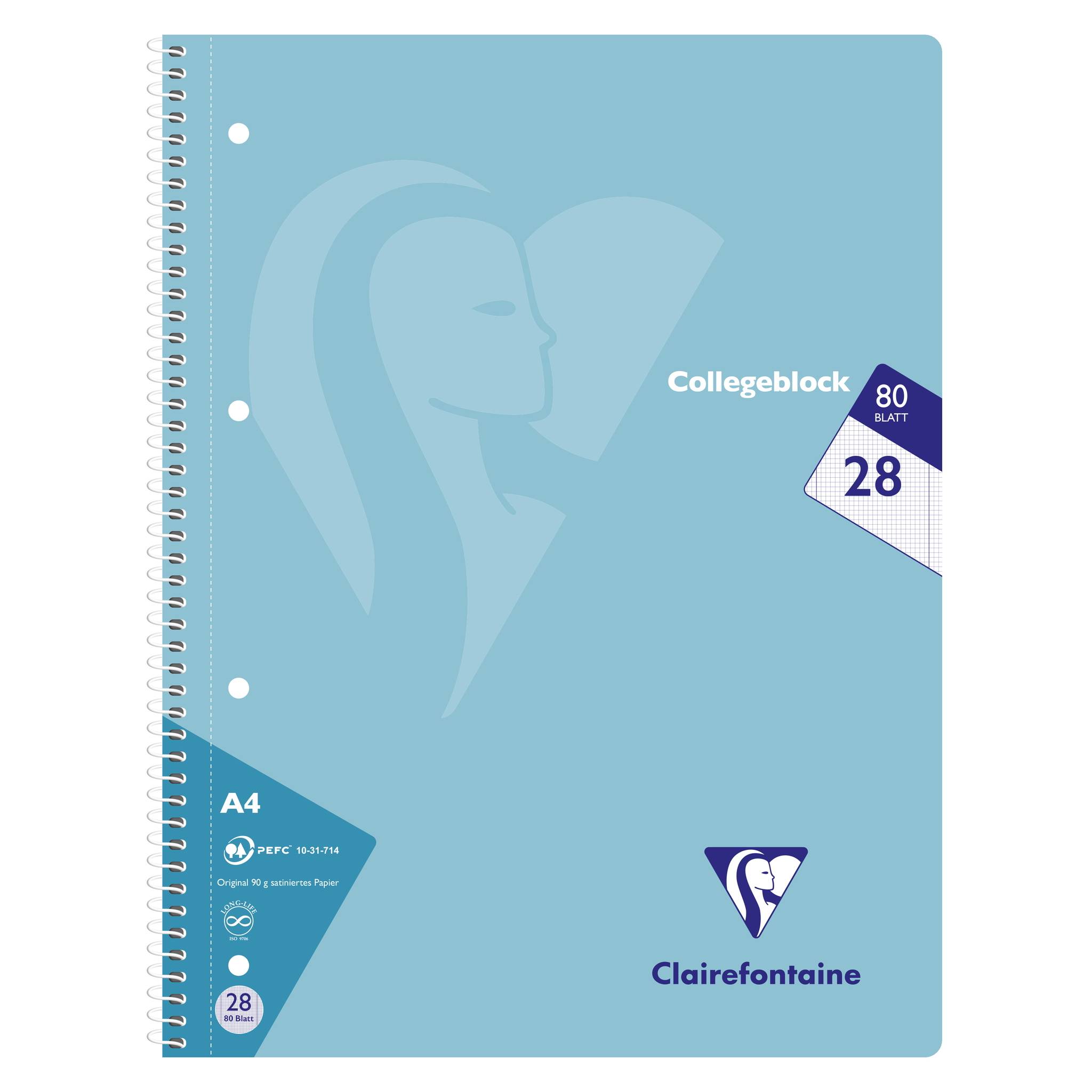 Clairefontaine 20x Collegeblock 80Bl kariert Lin. Pastellfarben sortiert 306228C