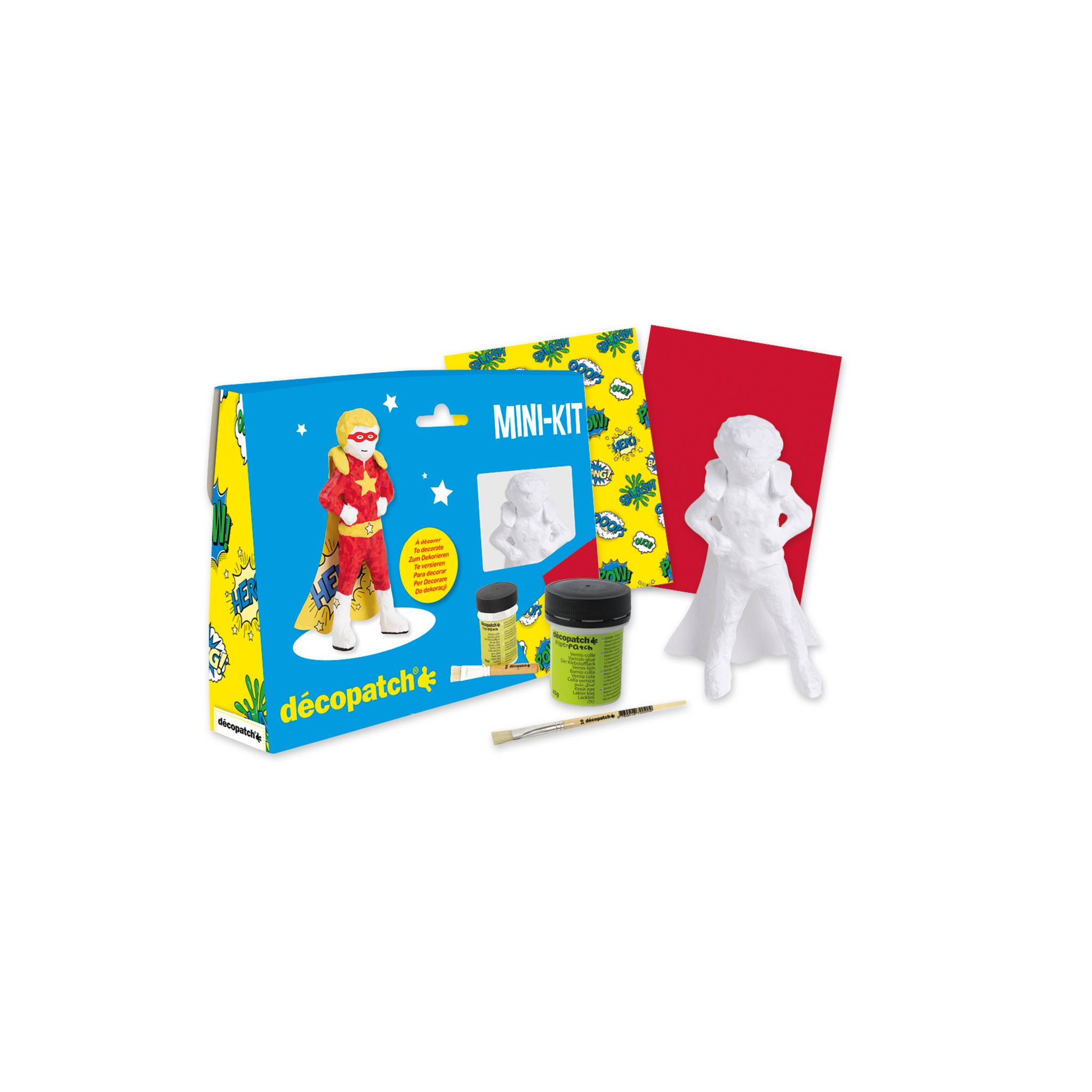 Décopatch 5x Mini-Set Superheld 4,5x19x13,5cm - Kartonbraun KIT046C