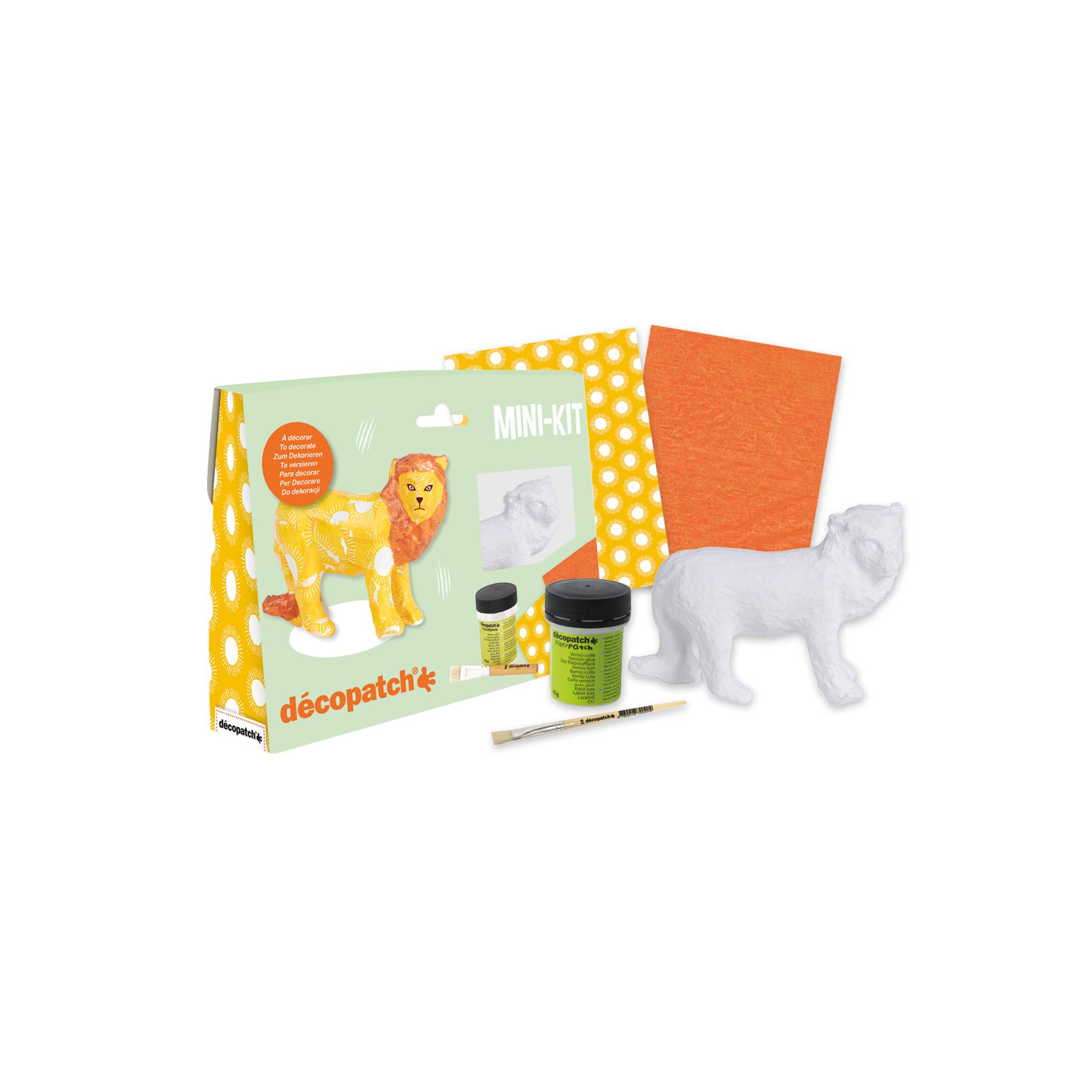 Décopatch 5x Mini-Set Löwe 4,5x19x13,5cm - Kartonbraun KIT048C