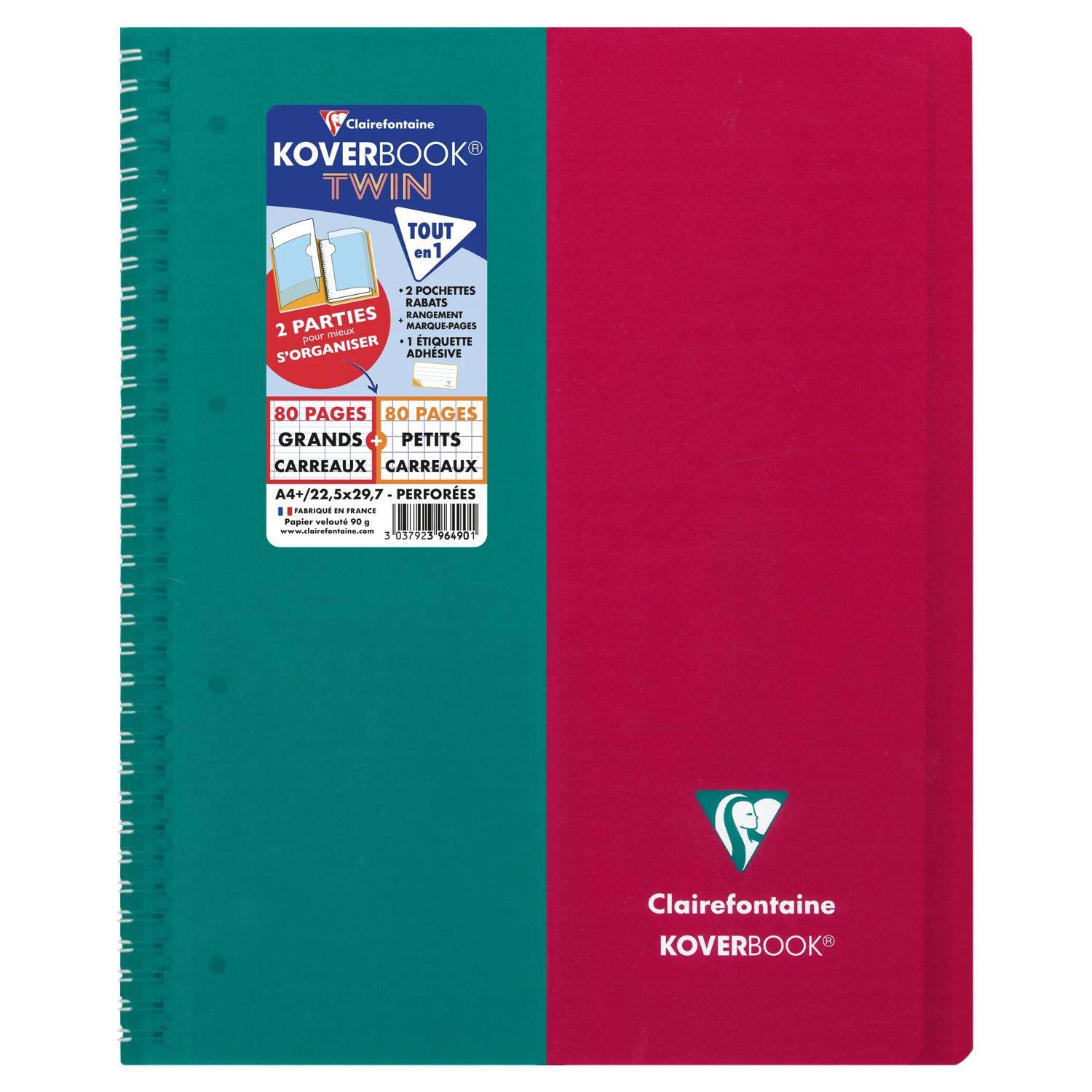 Clairefontaine 5x KB TWIN RI A4+ 80P SEY + 80P 5X5 ASS. - Sortiert 396490C