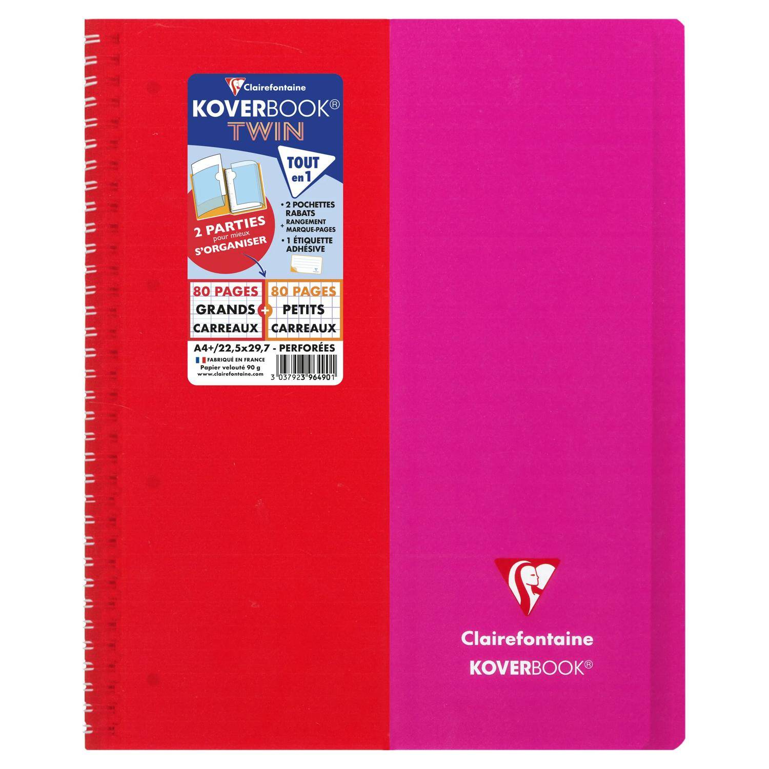 Clairefontaine 5x KB TWIN RI A4+ 80P SEY + 80P 5X5 ASS. - Sortiert 396490C
