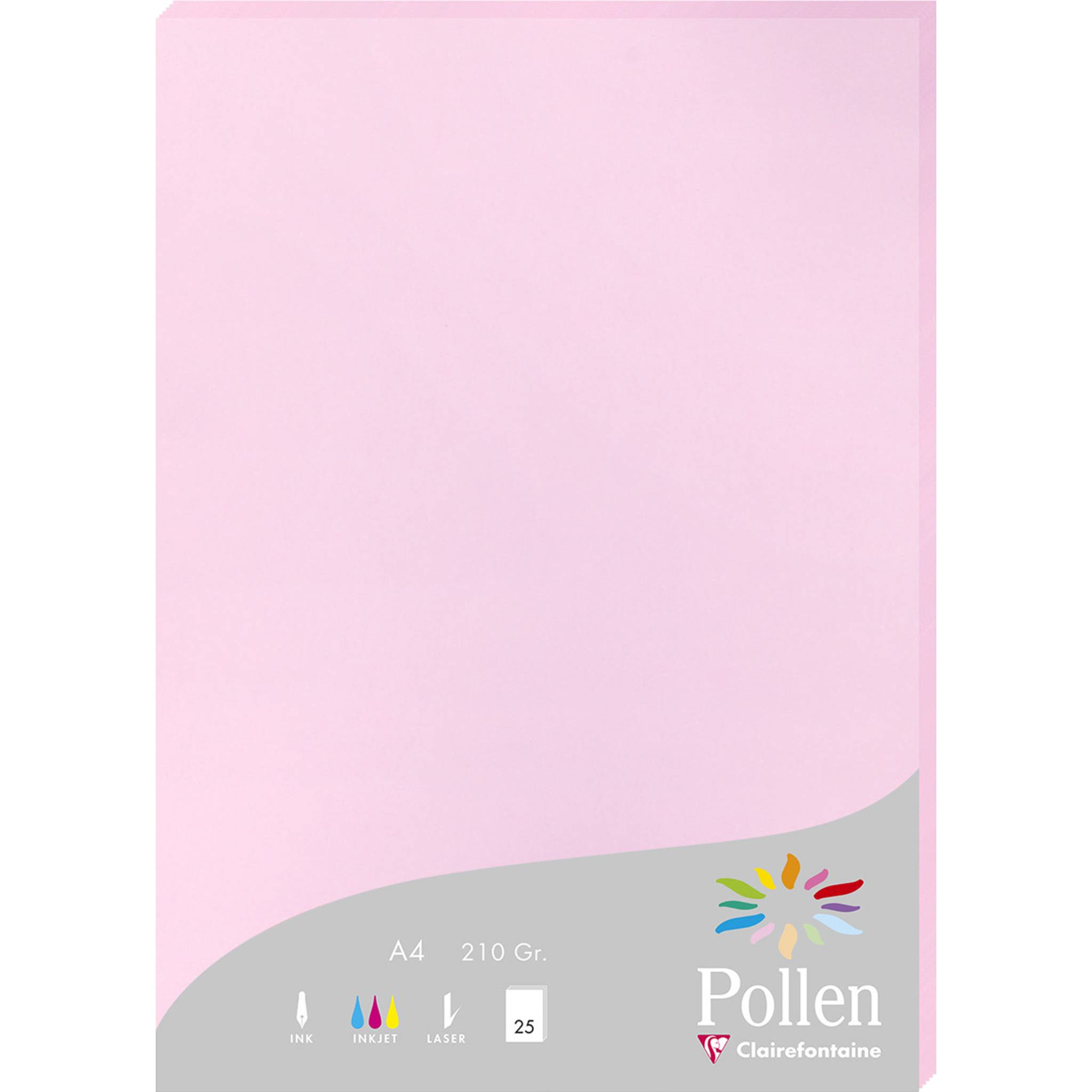 Pollen 10x Packung mit 25 Blatt Pollen A4 210x297 210g/m2 - Bonbonrosa 24213C