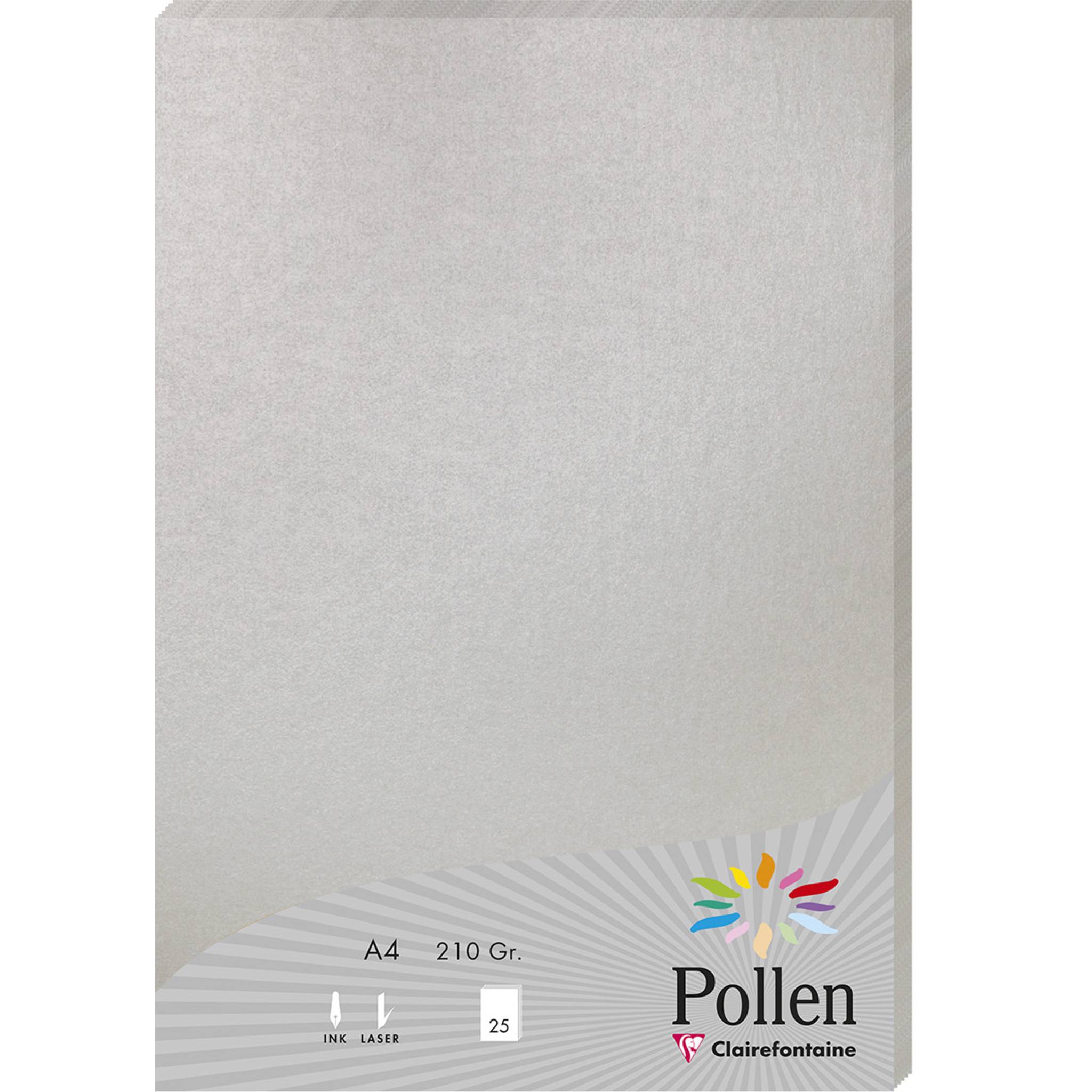 Pollen 10x Packung mit 25 Blatt Pollen A4 210x297 210g/m2 - Silber 24389C