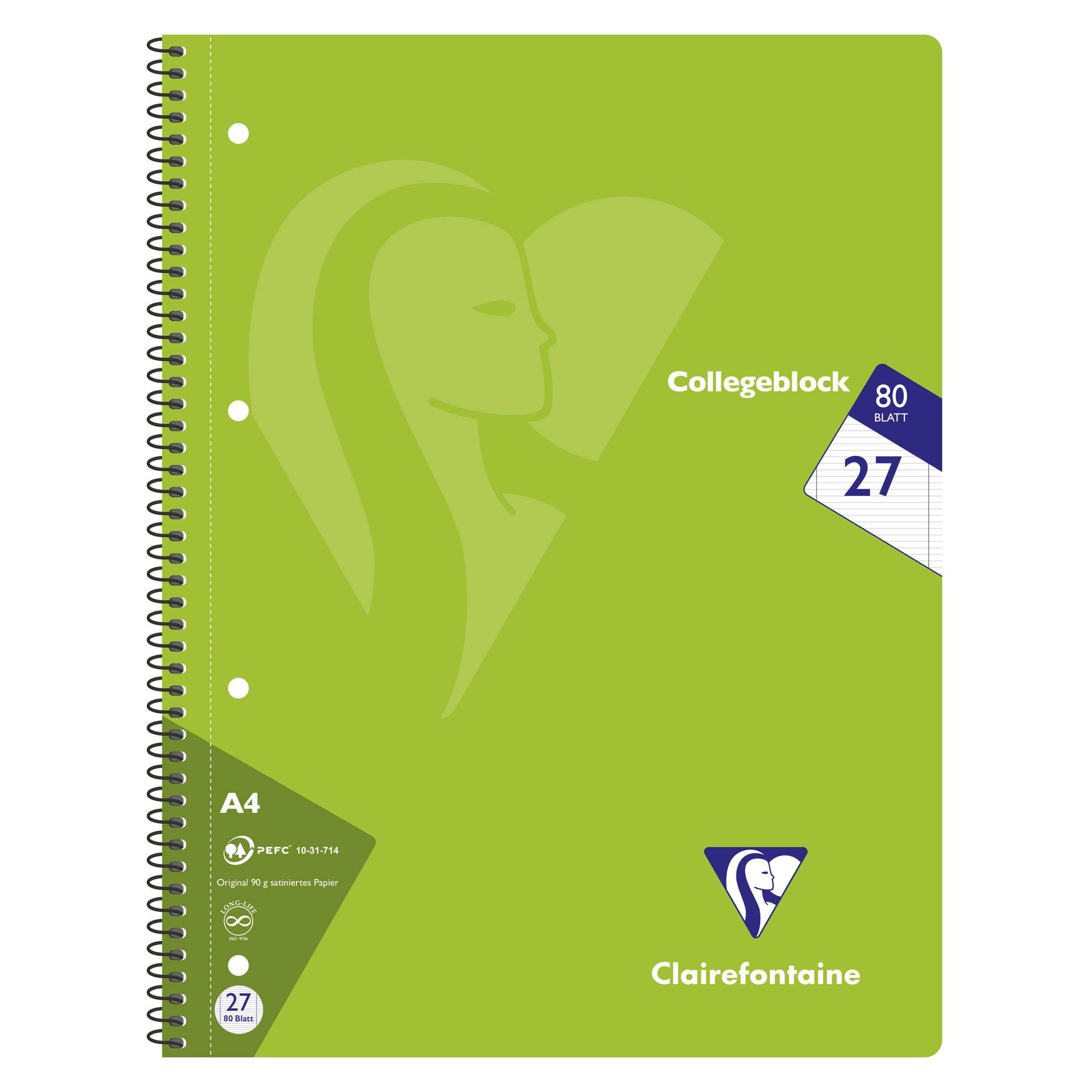 Clairefontaine 20x Collegeblock, 80 Blatt liniert Farben sortiert 307227C