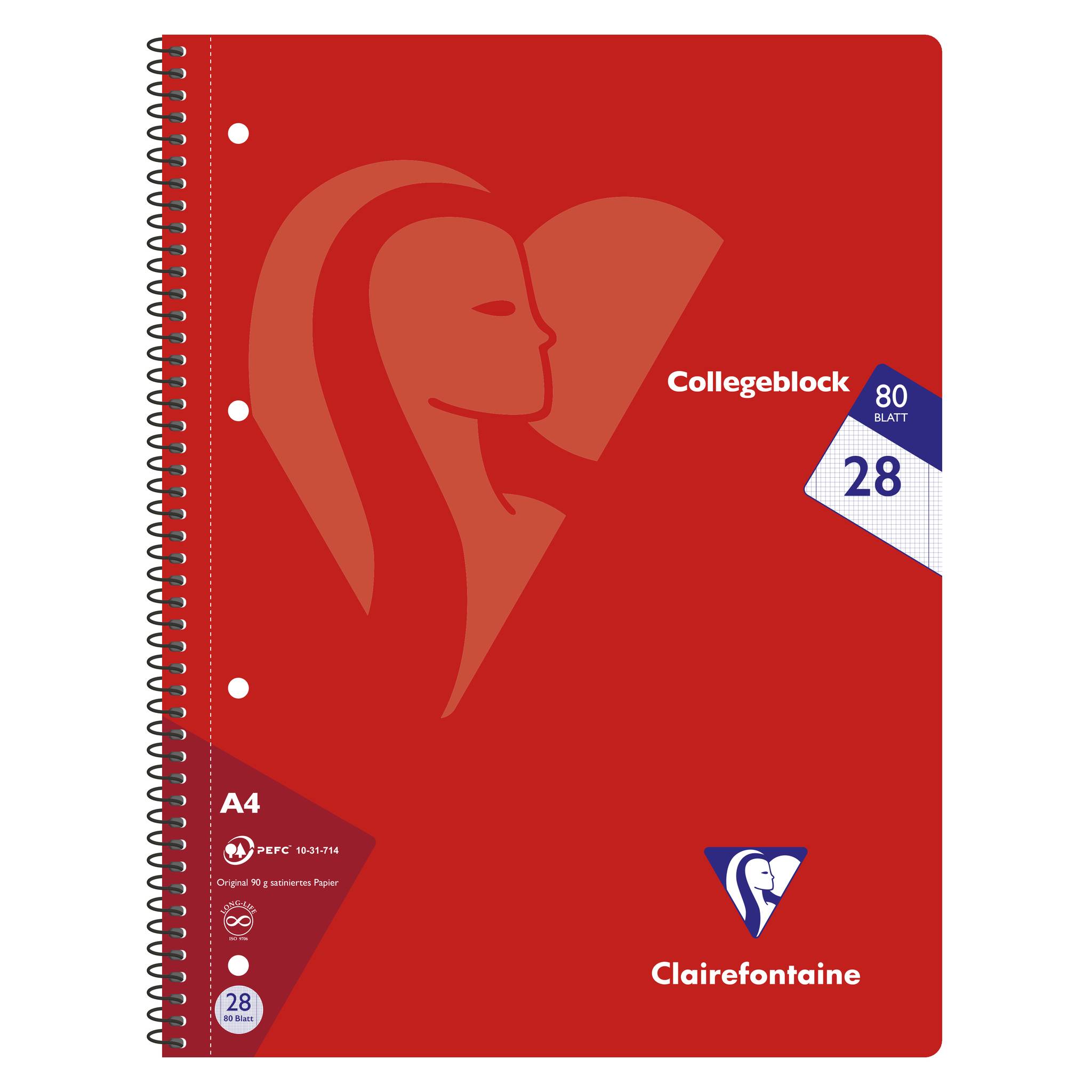 Clairefontaine 20x Collegeblock, 80 Blatt kariert Farben sortiert 307228C