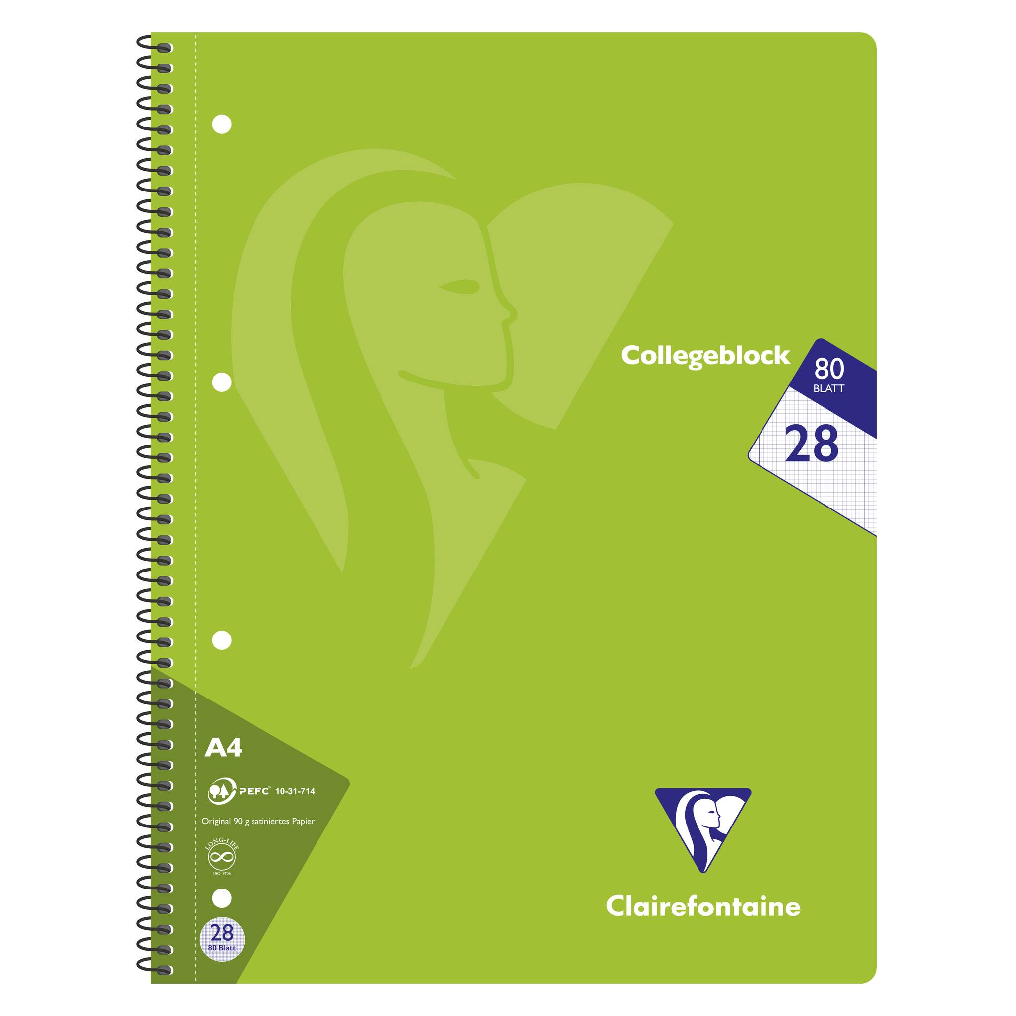 Clairefontaine 20x Collegeblock, 80 Blatt kariert Farben sortiert 307228C