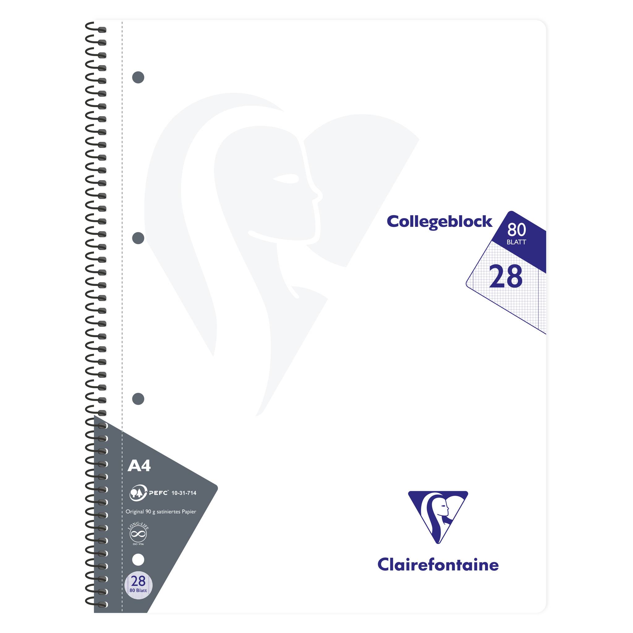 Clairefontaine 20x Collegeblock, 80 Blatt kariert Farben sortiert 307228C