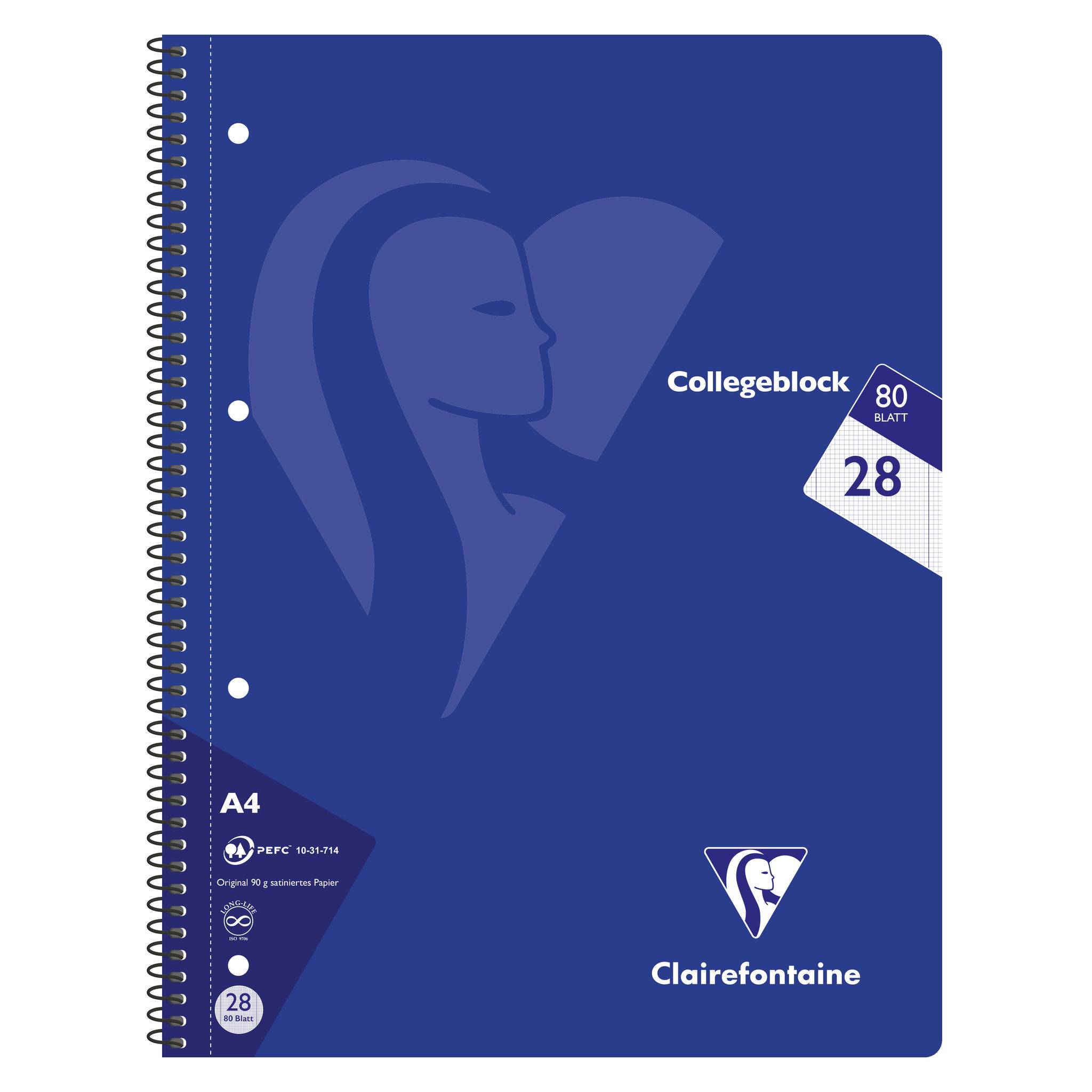 Clairefontaine 20x Collegeblock, 80 Blatt kariert Farben sortiert 307228C