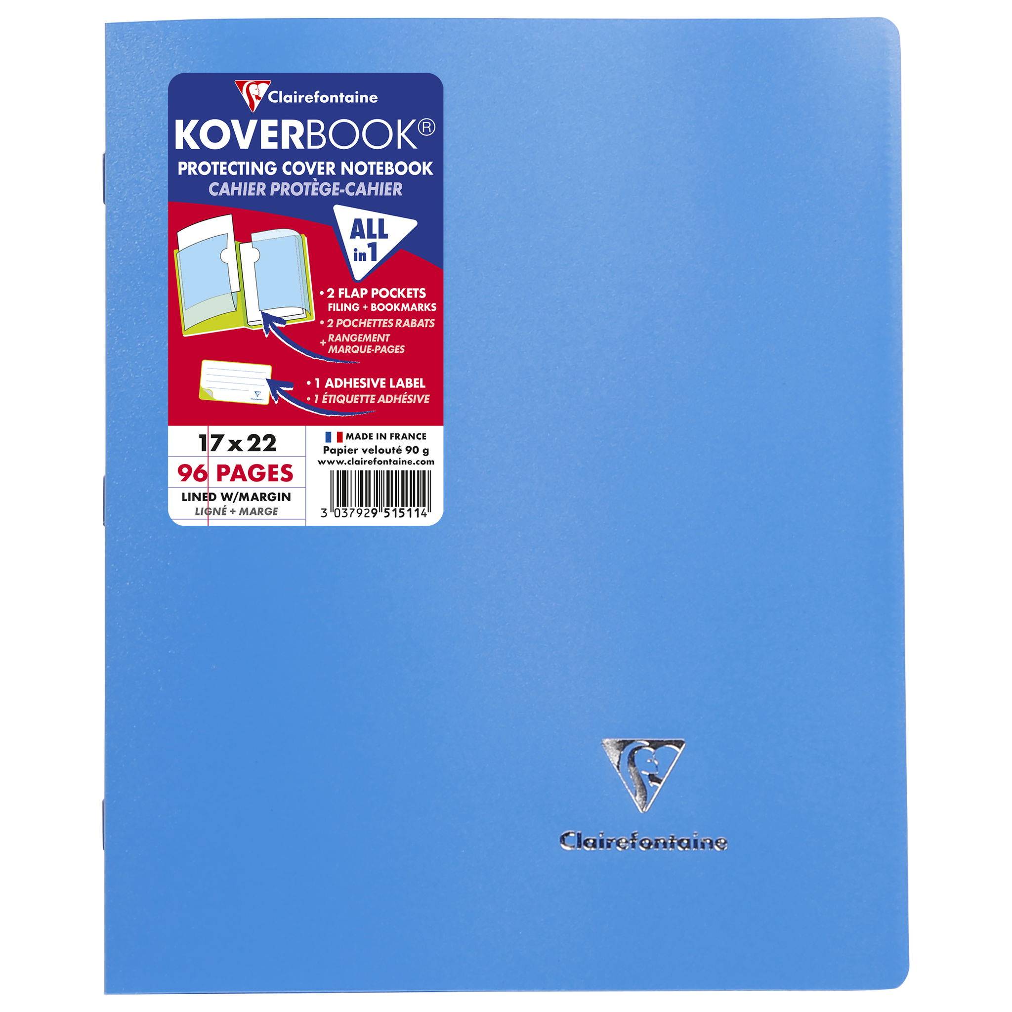 Clairefontaine 951511NRC 40x KB Heft Opak 17X22 48 Bl L+R 90G st