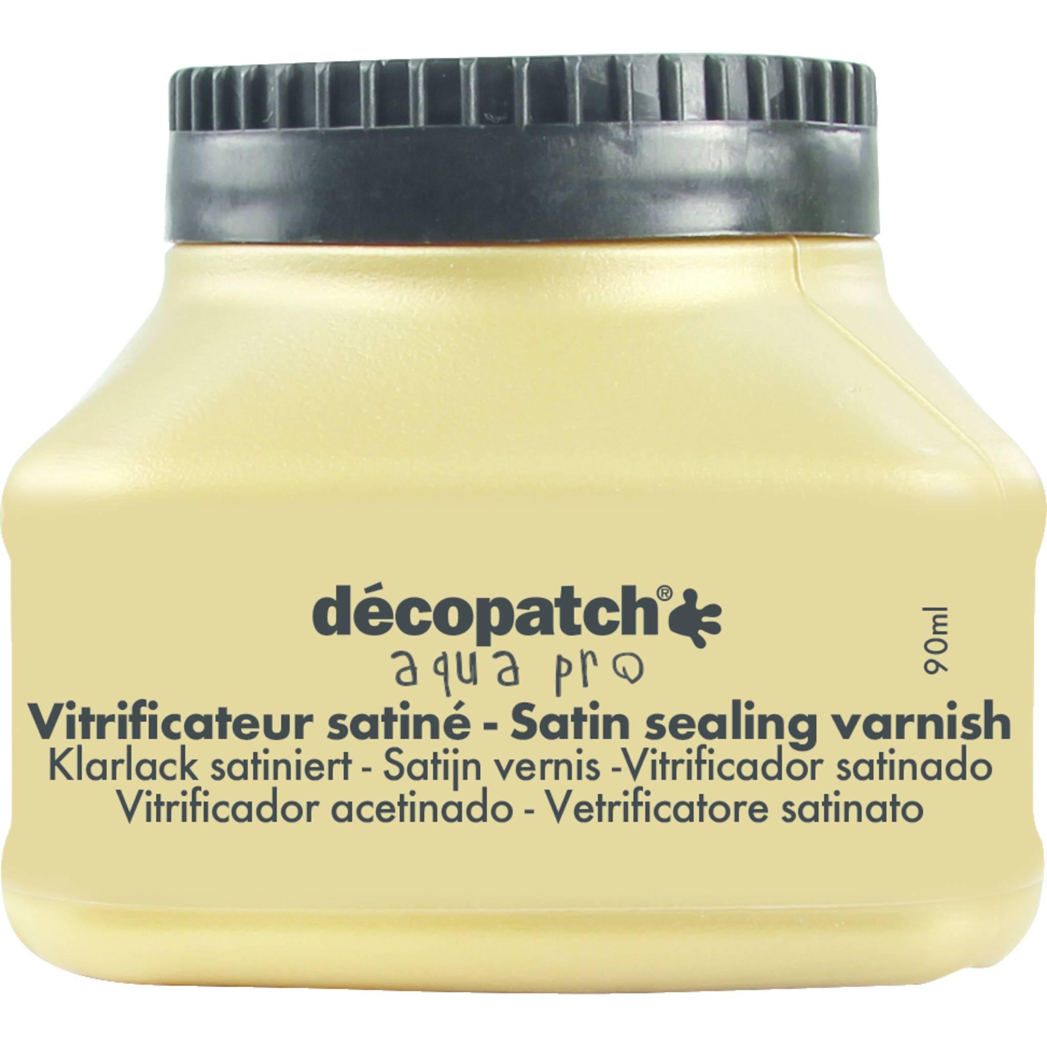 Décopatch 24x Aquapro, Klarlack satiniert 90ml, FR/DE/ES/PT - Wassergrün VA90AO