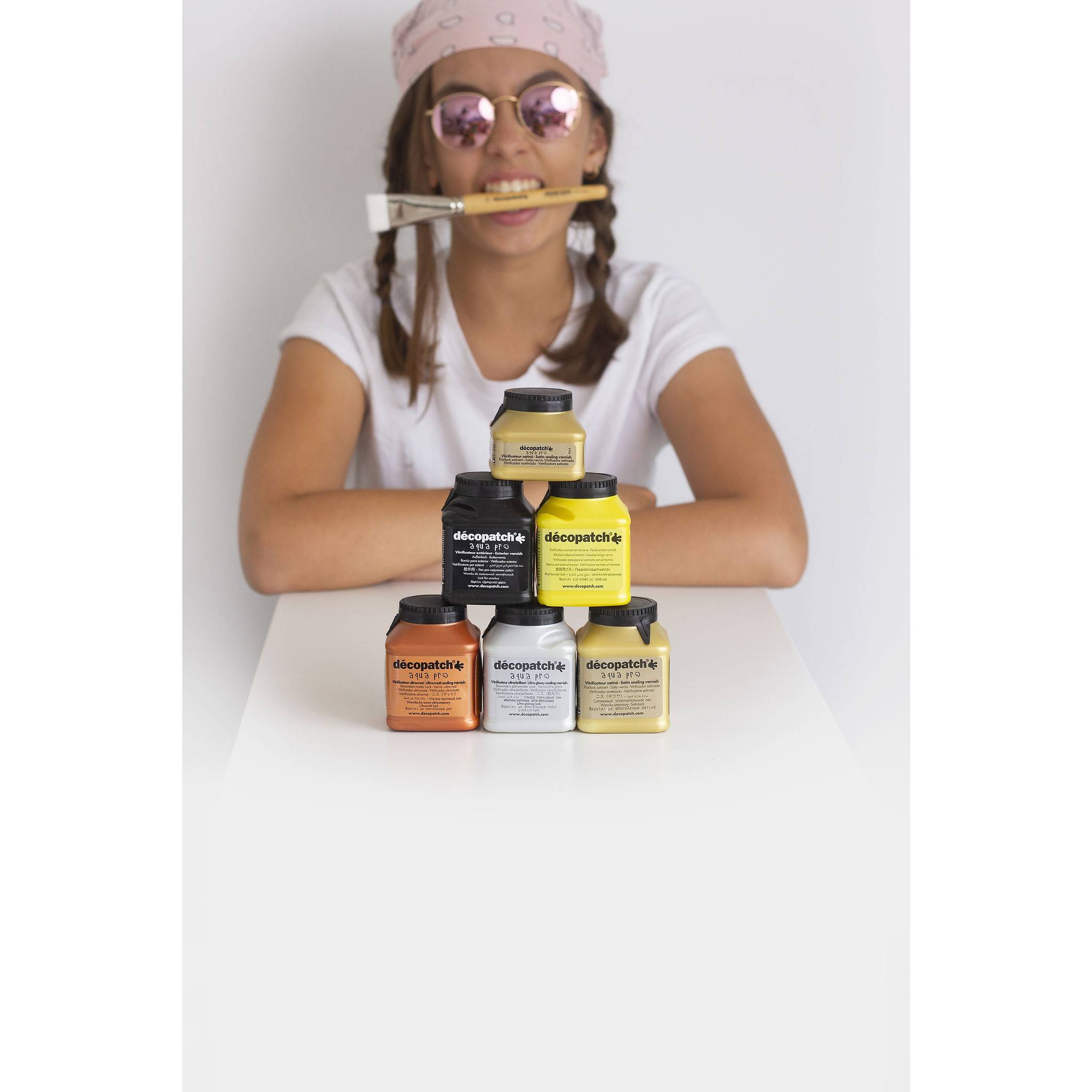 Décopatch 24x Aquapro, Klarlack satiniert 90ml, FR/DE/ES/PT - Wassergrün VA90AO