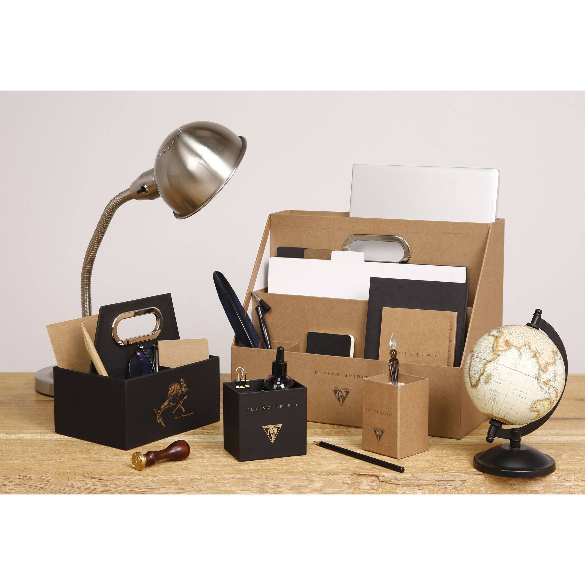 Clairefontaine 2x tragbare Box für Schreibaccessoires 22x14x19cm Schwarz 116031C