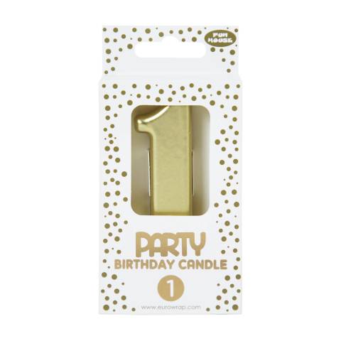 Clairefontaine 6x Goldene Geburstagskerze 1 - 6,3x10,5 cm - Gold 33700-1C