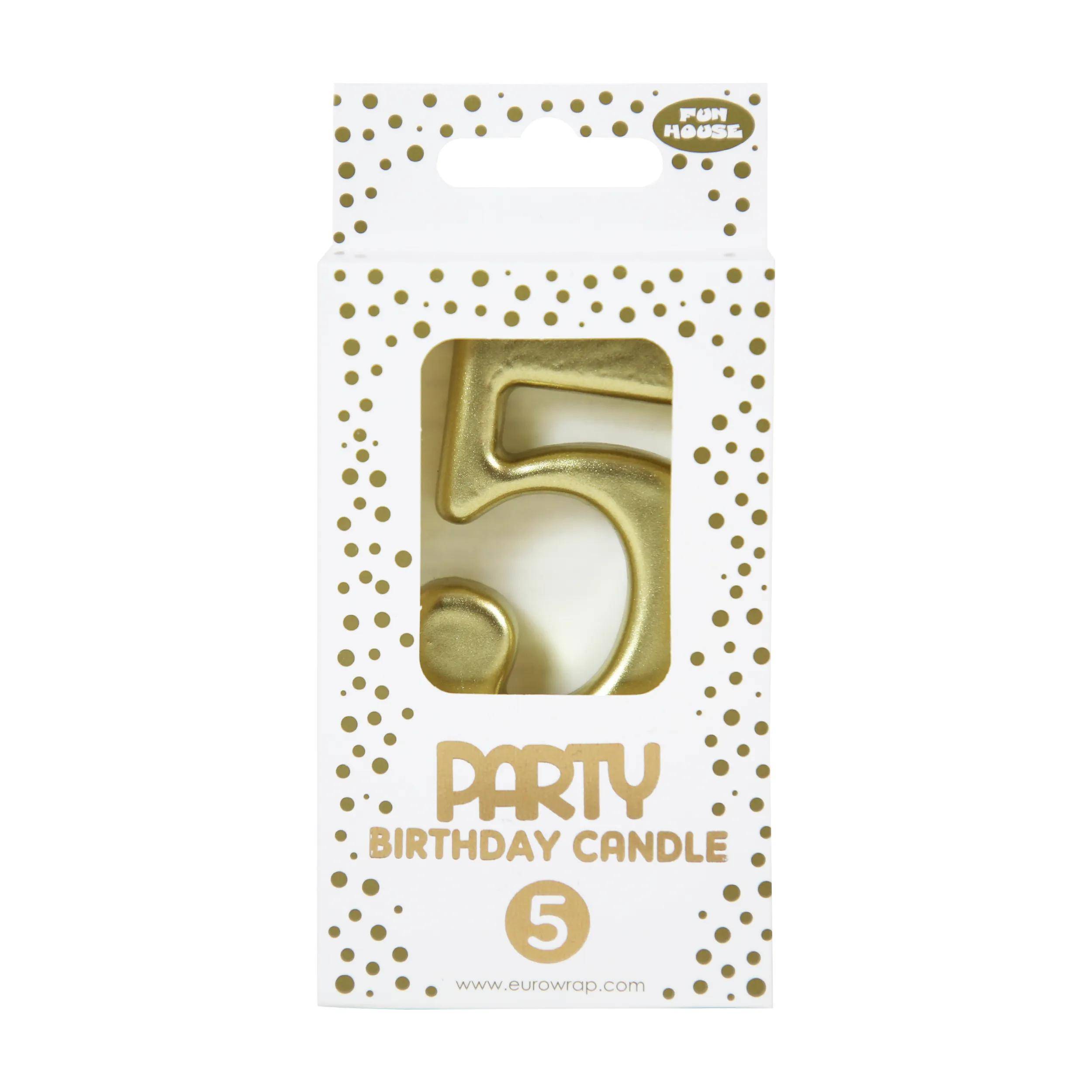 Clairefontaine 6x Goldene Geburstagskerze 5 - 6,3x10,5 cm - Gold 33700-5C