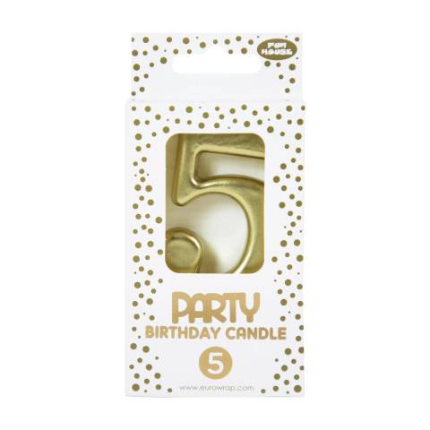 Clairefontaine 6x Goldene Geburstagskerze 5 - 6,3x10,5 cm - Gold 33700-5C