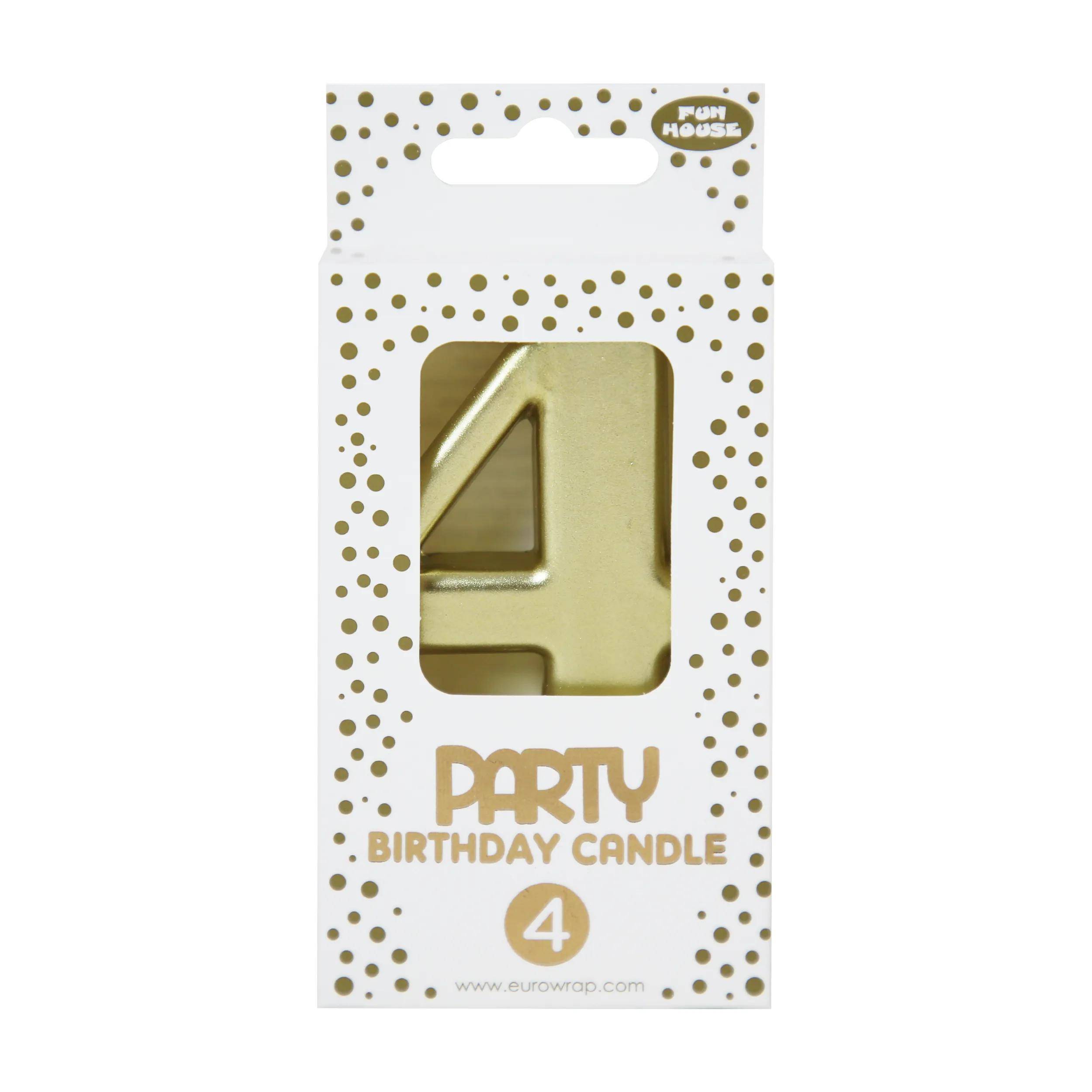 Clairefontaine 6x Goldene Geburstagskerze 4 - 6,3x10,5 cm - Gold 33700-4C