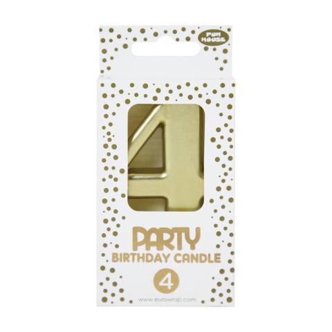 Clairefontaine 6x Goldene Geburstagskerze 4 - 6,3x10,5 cm - Gold 33700-4C