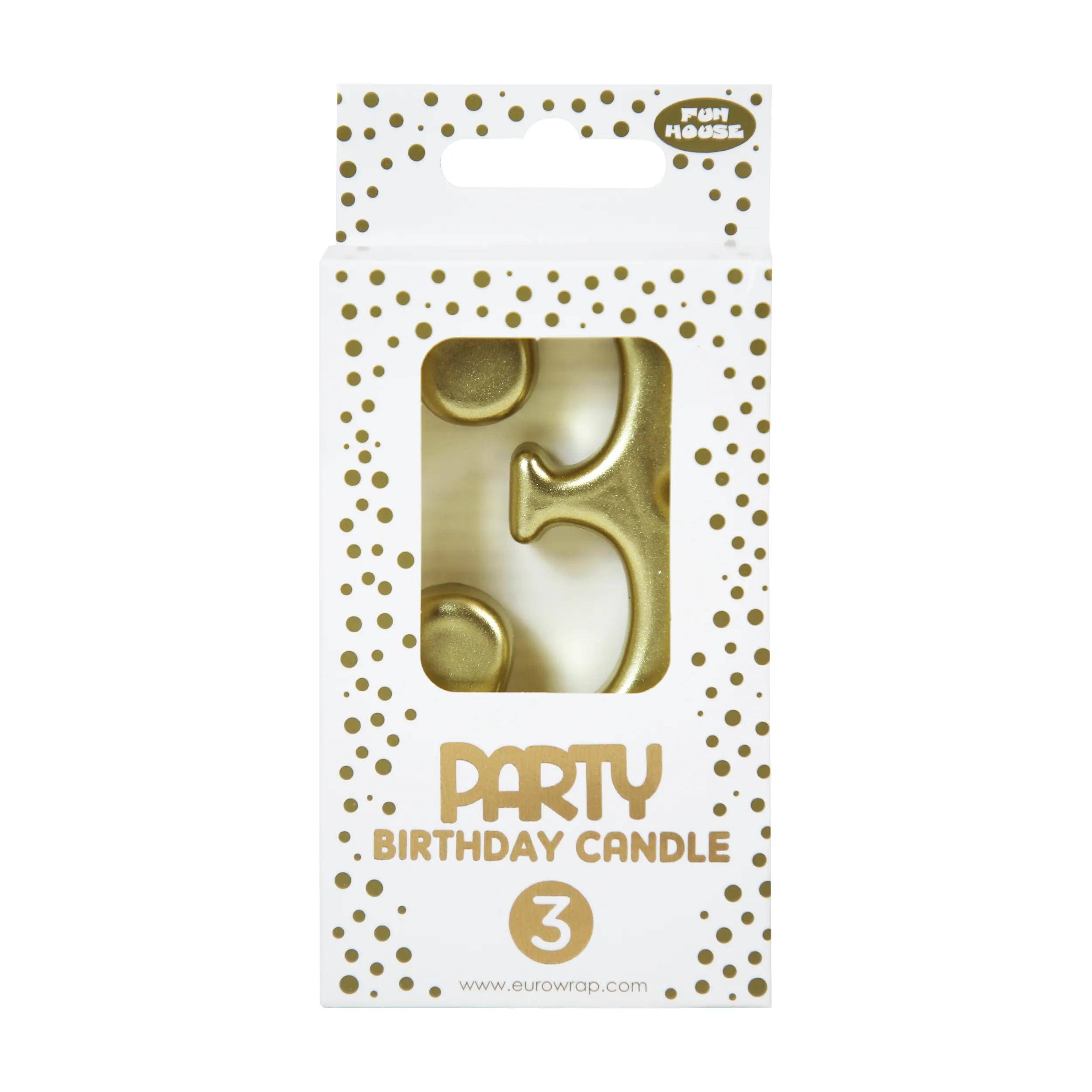 Clairefontaine 6x Goldene Geburstagskerze 3 - 6,3x10,5 cm - Gold 33700-3C