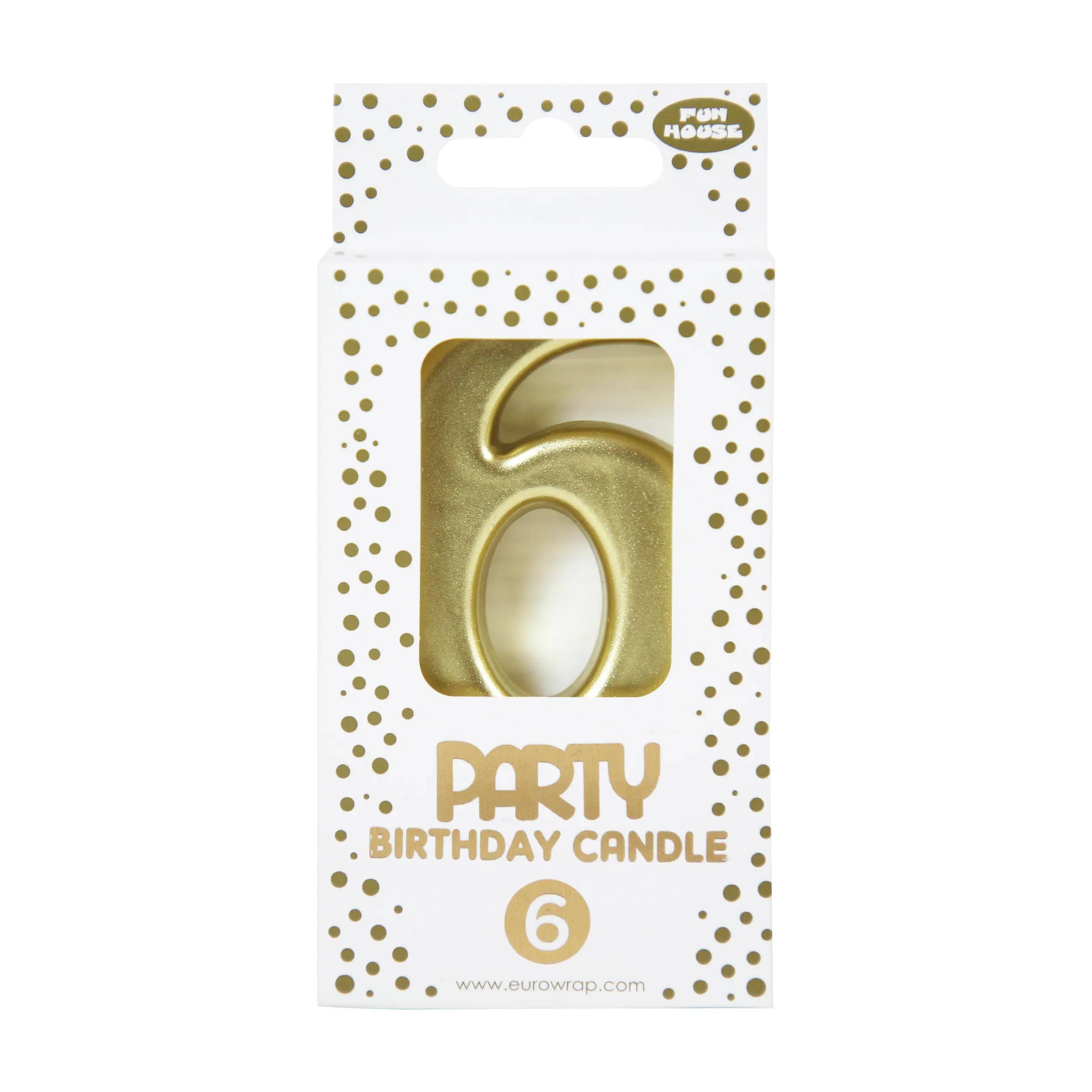 Clairefontaine 6x Goldene Geburstagskerze 6 - 6,3x10,5 cm - Gold 33700-6C
