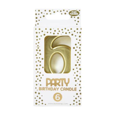 Clairefontaine 6x Goldene Geburstagskerze 6 - 6,3x10,5 cm - Gold 33700-6C