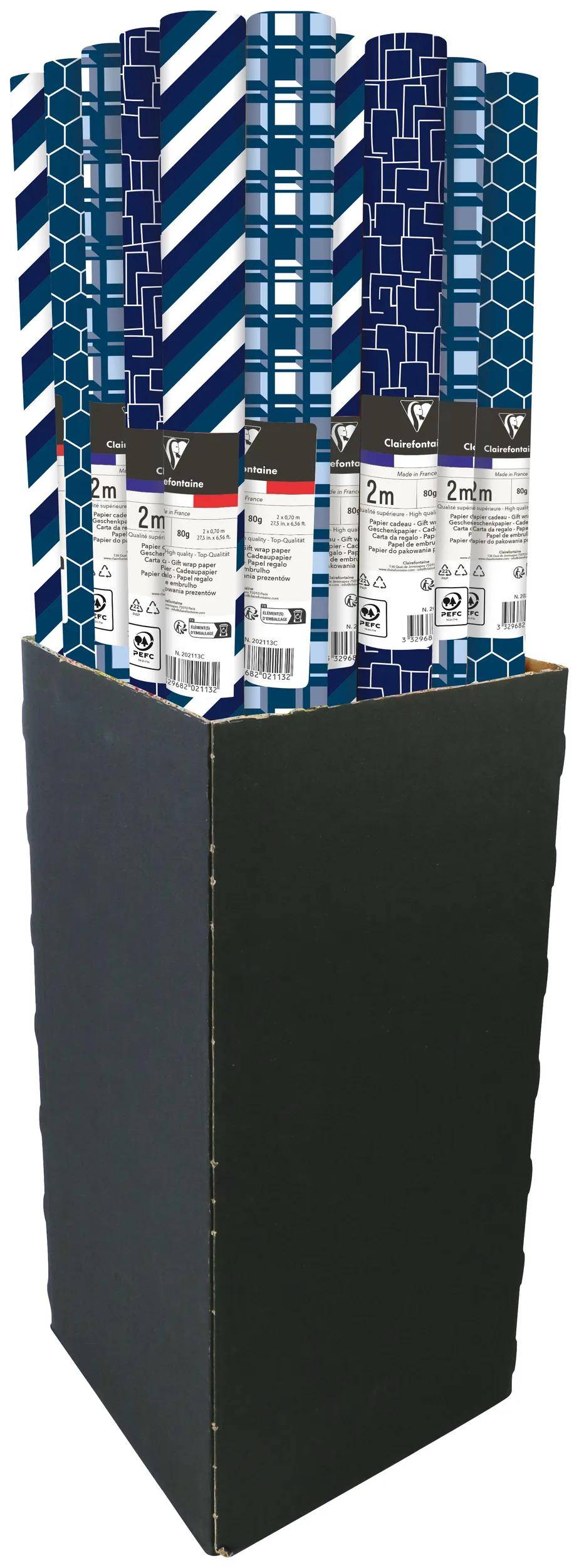 Clairefontaine 30x Geschenkpapier 80g, Rolle 2x0,70m, display Sortierung 202113C