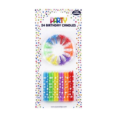 Clairefontaine 6x Set 24 Geburtstagskerzen +12 Kerzenhaltern Mehrfarbig 33703-MC