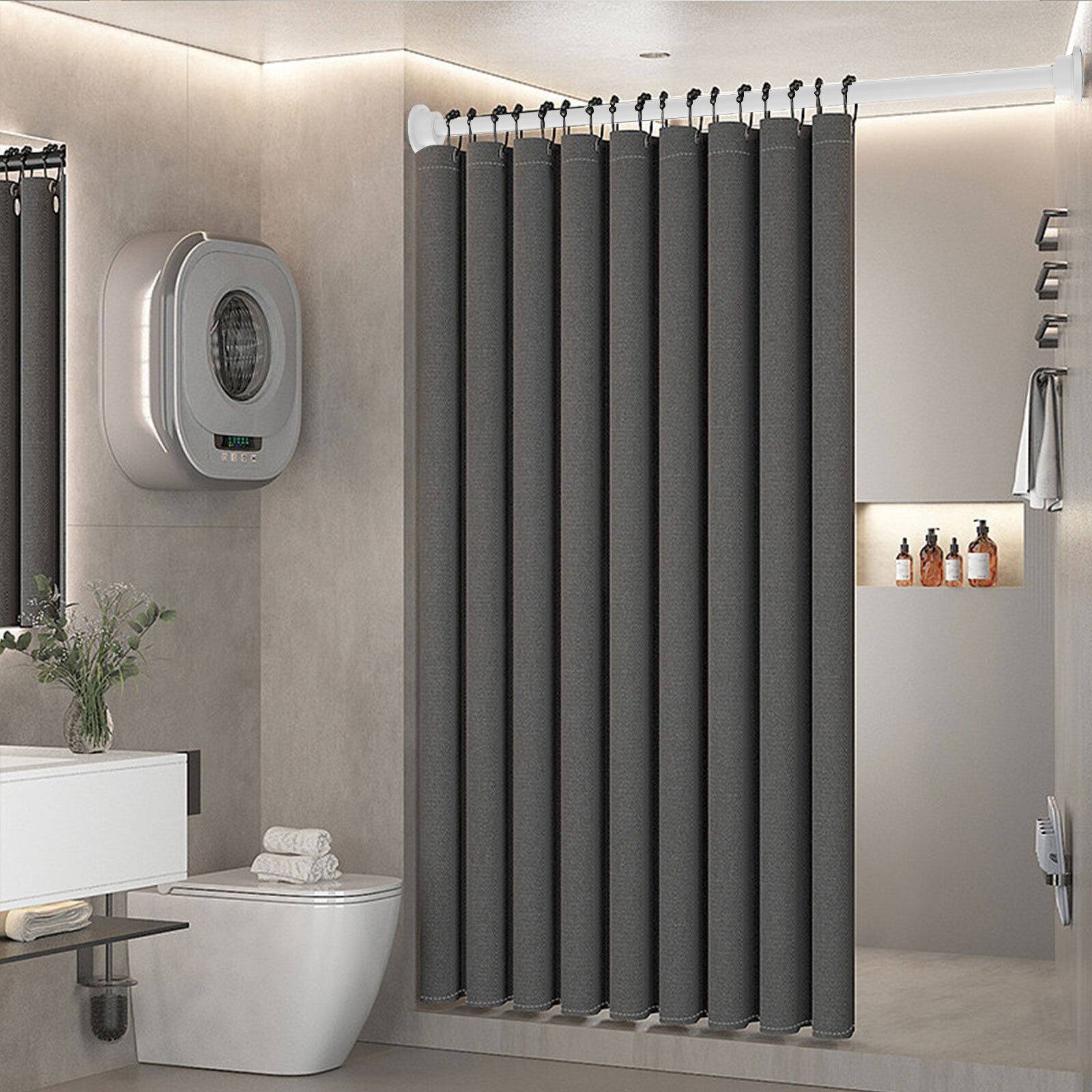 Duschvorhangstange Teleskop Klemm Vorhang Kleider Stange Duschvorhang Ständer Stange Weiß 105-185cm