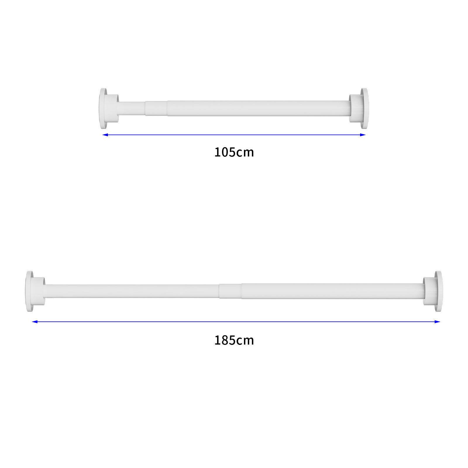 Duschvorhangstange Teleskop Klemm Vorhang Kleider Stange Duschvorhang Ständer Stange Weiß 105-185cm